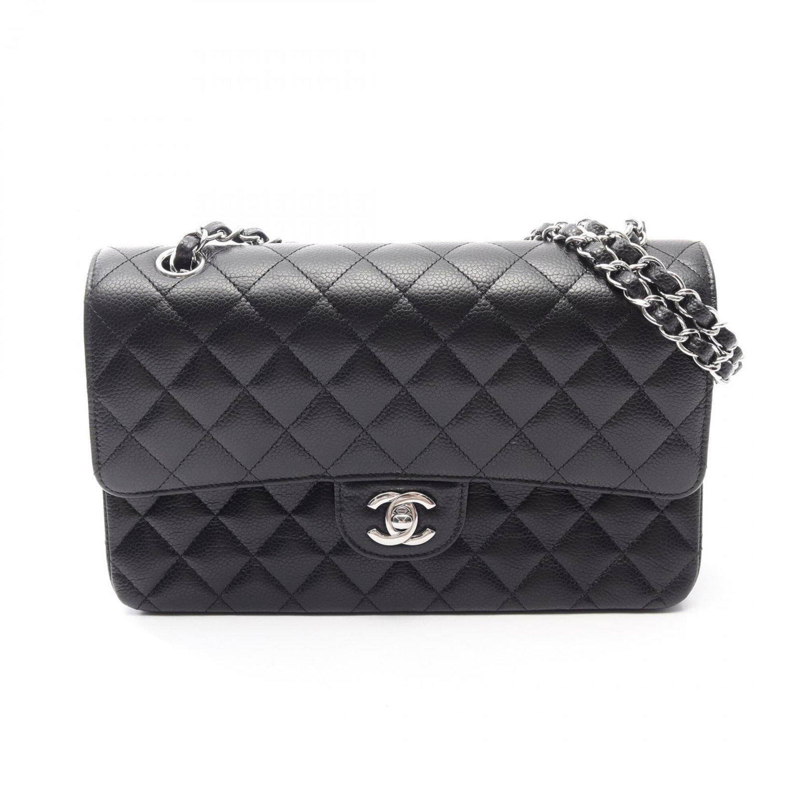 Calfskin Grained Chanel Bag Shoulder: Calfskin Grained Chanel Bag Shoulder Grained calfskin gives this Chanel shoulder bag a luxurious feel and subtle texture. Measuring 16cm x 25cm x 6.5cm, it features a classic design with a timeless