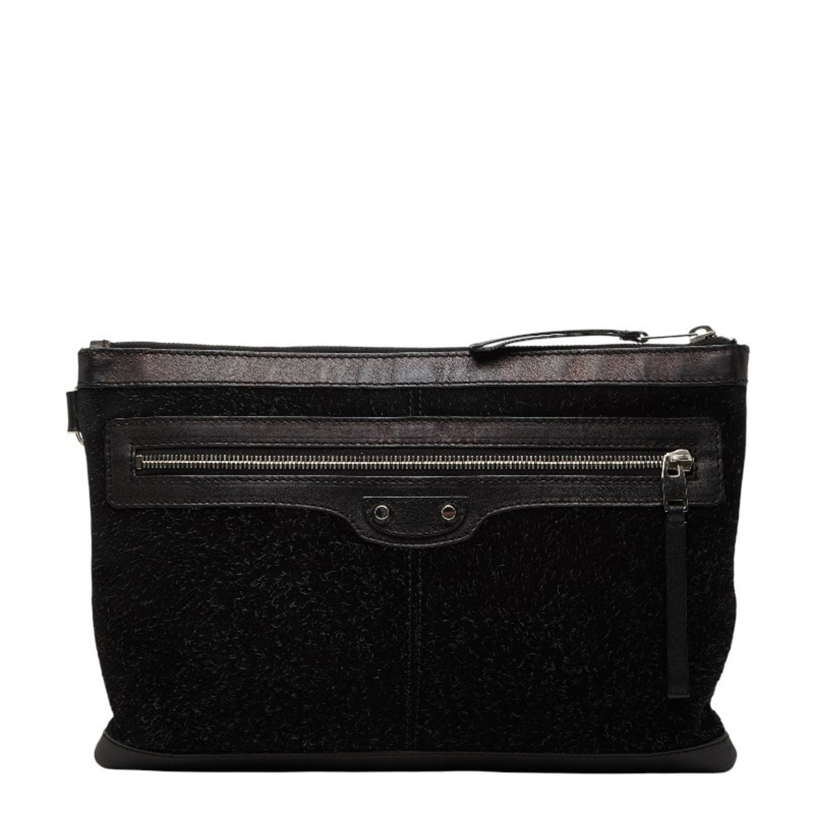 Suede Leather Clutch Bag Balenciaga: Suede Leather Clutch Bag Balenciaga Suede Leather Clutch Bag Balenciaga - A sleek and sophisticated accessory, this black suede leather clutch bag features a zipper closure and measures 22cm x 31cm x