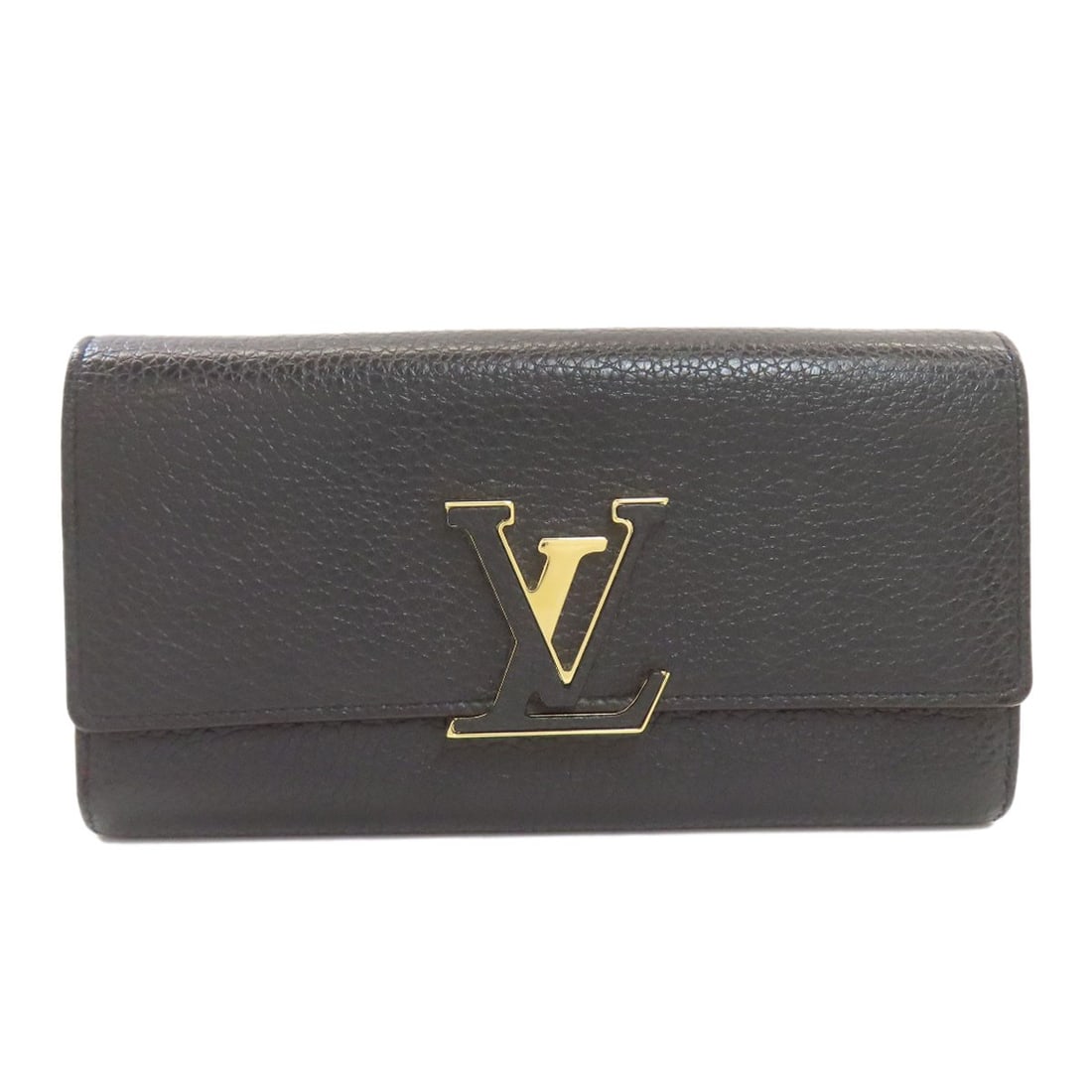 Long Wallet Capsines Portefeiulle Louis Vuitton M61248: Long Wallet Capsines Portefeiulle Louis Vuitton M61248 Black Long Wallet with Coin Pocket from Louis Vuitton, featuring a classic design with a calf material and a signature. This long wallet boasts