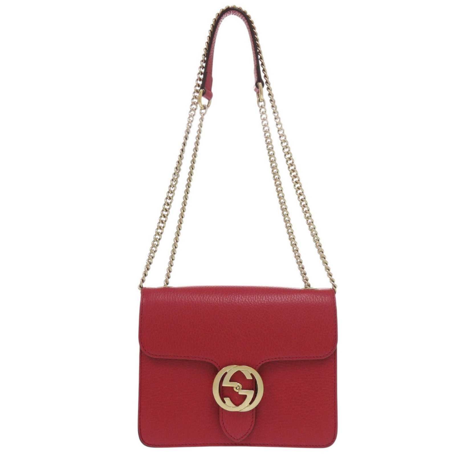 Shoulder Bag Leather: Shoulder Bag Leather Red leather shoulder bag from Gucci, measuring 16cm x 20cm x 4cm, made from high-quality leather. The bag's classic design and bold red color make it a stylish accessory for any o