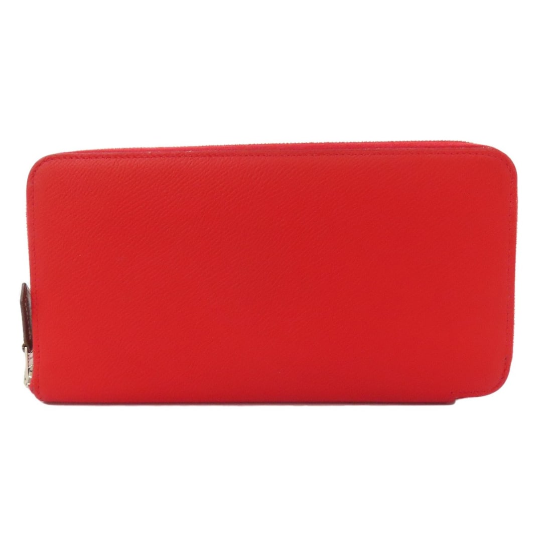 Hermes Azap Silkin Long Silverhardware Long Wallet (With Coin Pocket): Hermes Azap Silkin Long Silverhardware Long Wallet (With Coin Pocket) Red Epsom leather wraps around the edges of this long wallet, accentuating its sleek design. A silver hardware detail adds a