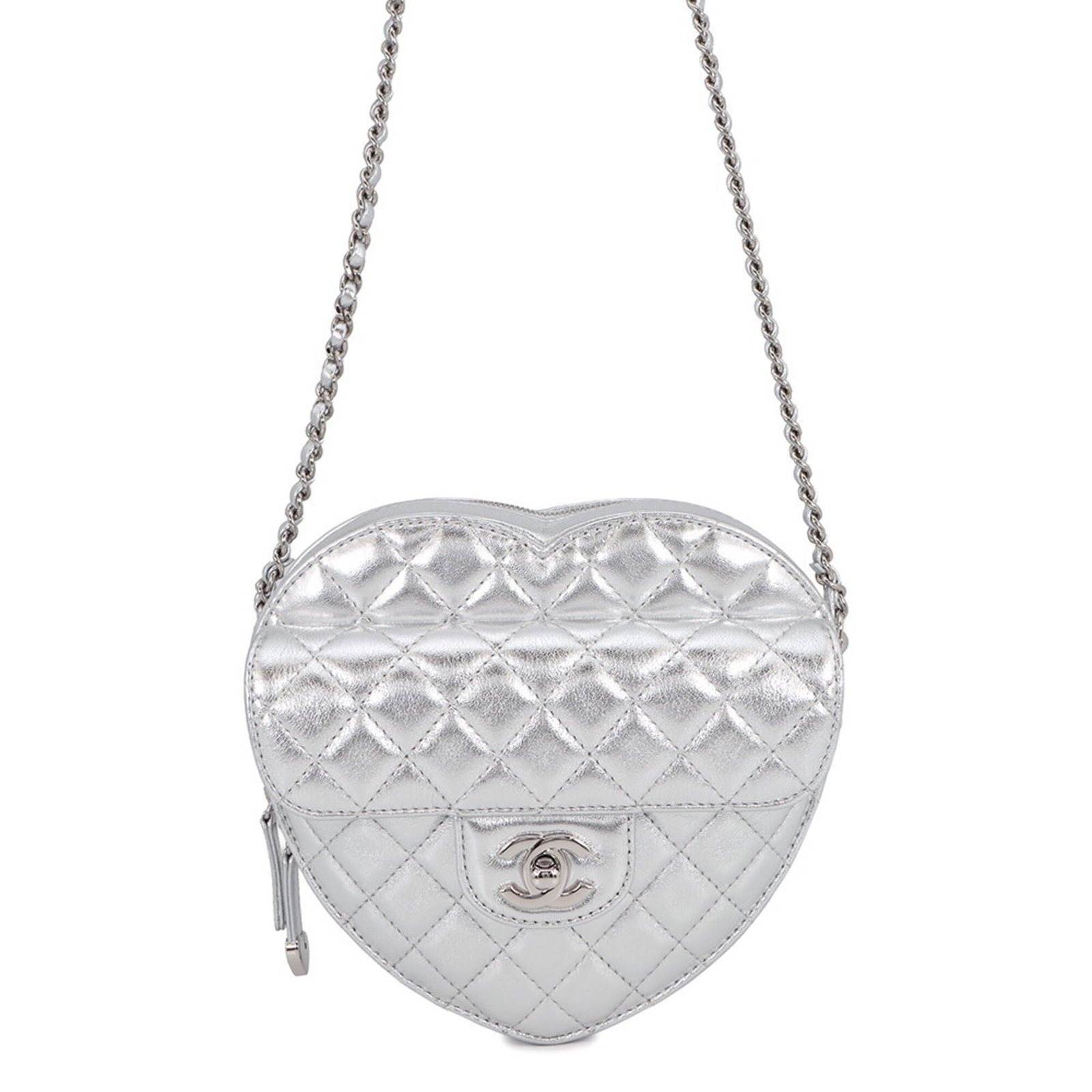 Shoulder Bag Leather Handbag Chanel: Shoulder Bag Leather Handbag Chanel The Chanel shoulder bag features high-quality leather and a sleek silver color. With its compact size and elegant design, this bag is perfect for everyday use. Made