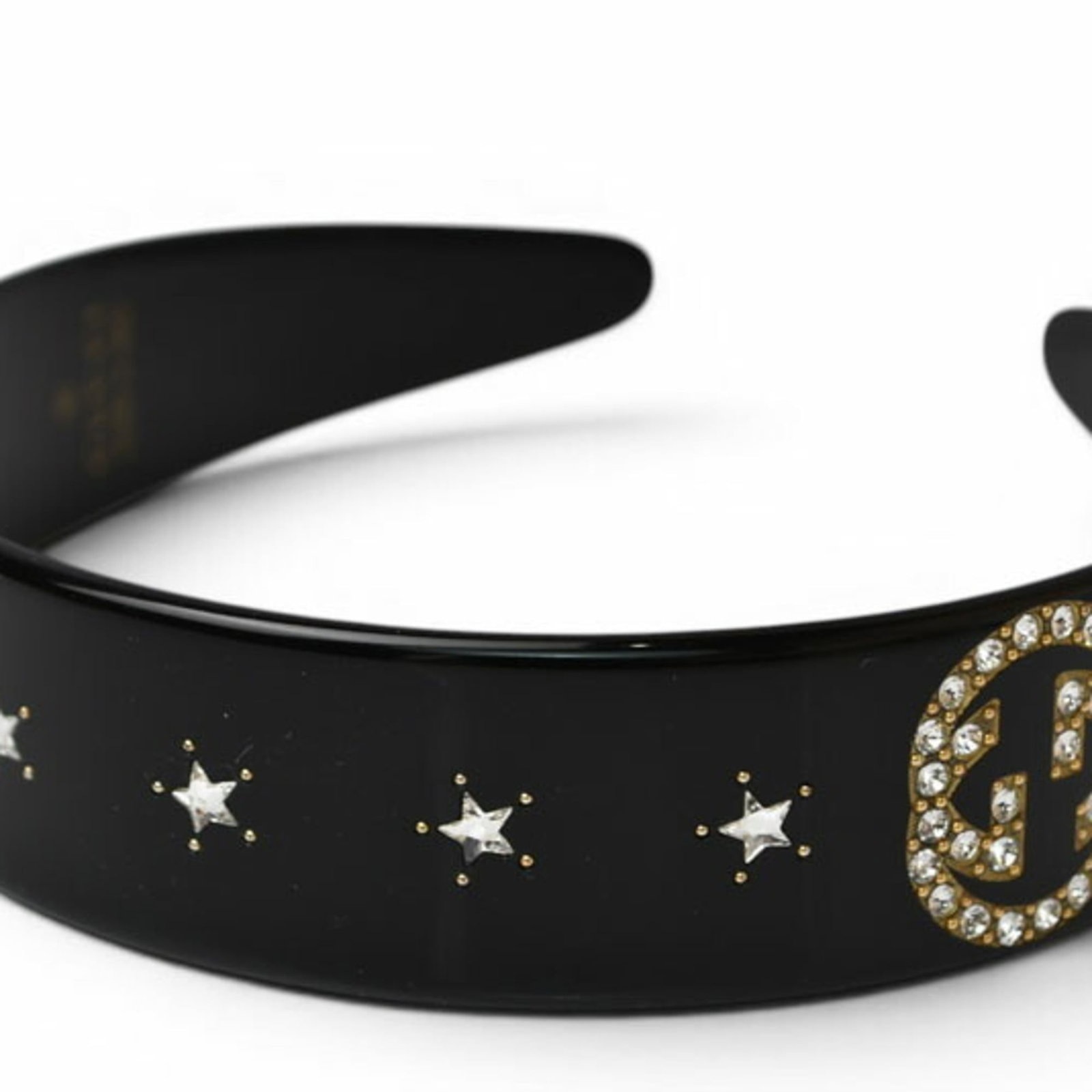 Gucci Alice Plastic Band: Gucci Alice Plastic Band The Gucci Alice Plastic Band is a sleek and modern accessory, featuring a signature black color and a compact 2.8cm x 1.1'' size, making it a versatile addition to any