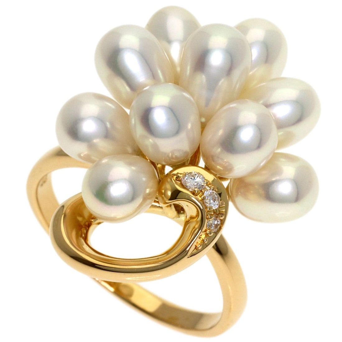 K18 Yellow Gold Pearl Diamond Ring Tasaki: K18 Yellow Gold Pearl Diamond Ring Tasaki K18 Yellow Gold Pearl Diamond Ring Tasaki boasts a striking combination of gold and pearlescent beauty, with a 0.04ct D color diamond and a high-purity K18 ye