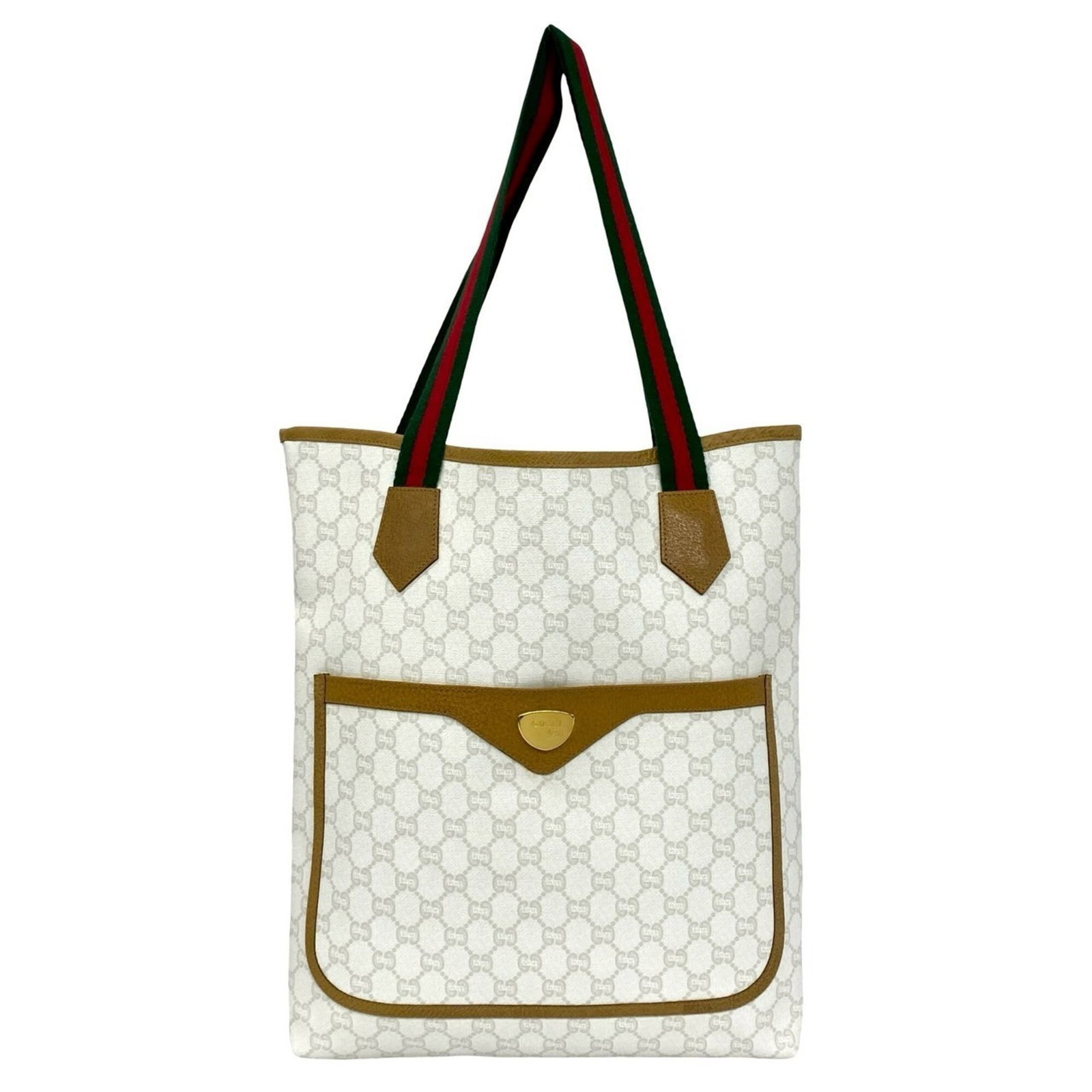Pvc Leather Gucci Tote Bag: Pvc Leather Gucci Tote Bag Gucci's iconic PVC Leather Tote Bag boasts a sleek, modern design with a striking combination of beige, green, and red colors. Made from high-quality leather and PVC, this v