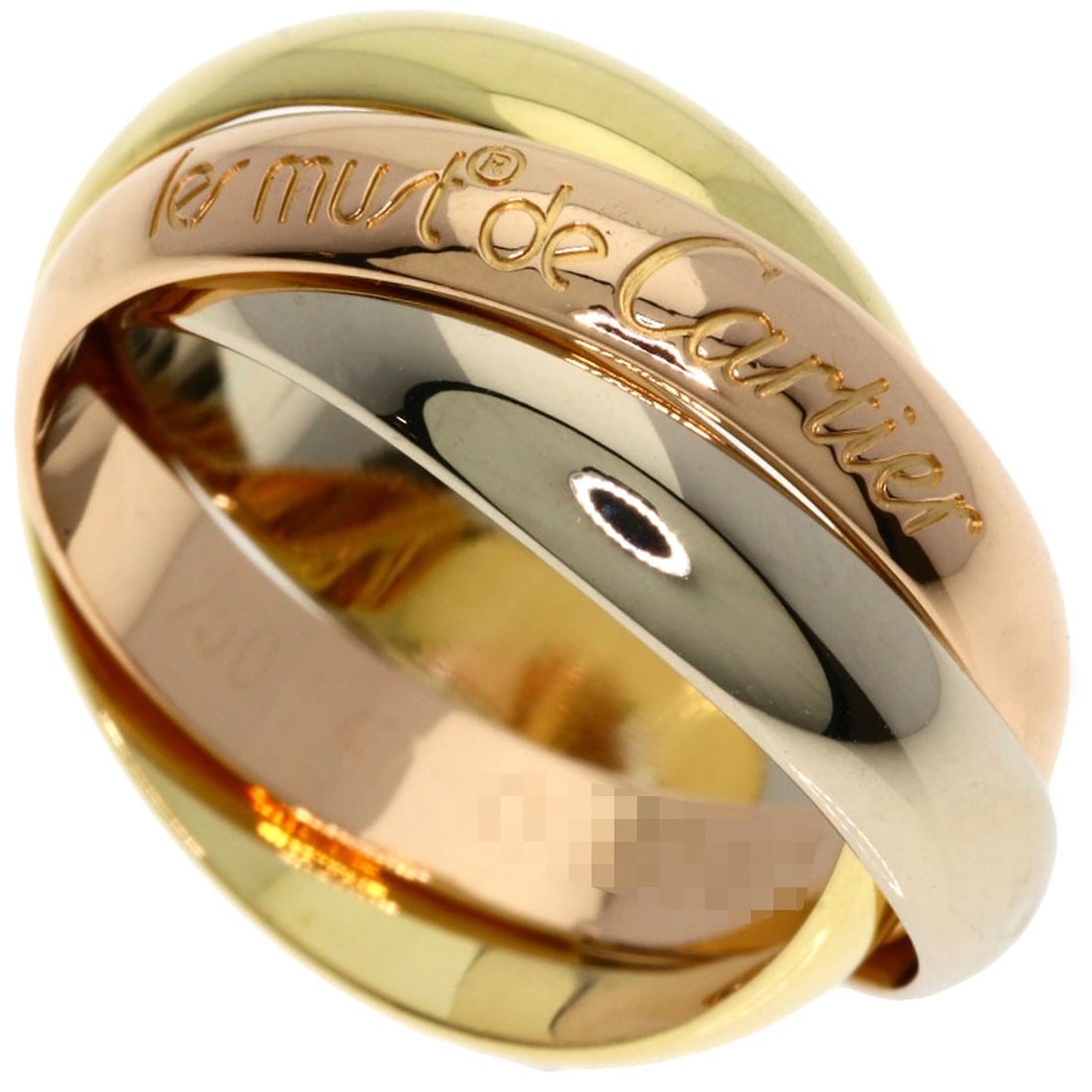 Cartier Trinity 47 Pink Gold K18 Yellow Ring: Cartier Trinity 47 Pink Gold K18 Yellow Ring Cartier's iconic Trinity 47 Pink Gold K18 Yellow Ring boasts a sleek, modern design with a signature gold hue. This K18 yellow gold masterpiece features a 
