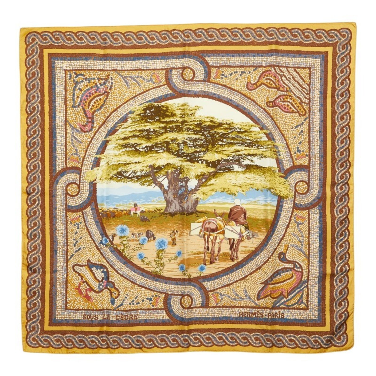Silk Hermes Scarf: Silk Hermes Scarf Silk from the renowned French fashion house, this 87cm x 90cm multi-color scarf is crafted from high-quality silk, boasting a unique and vibrant design. The scarf's size and