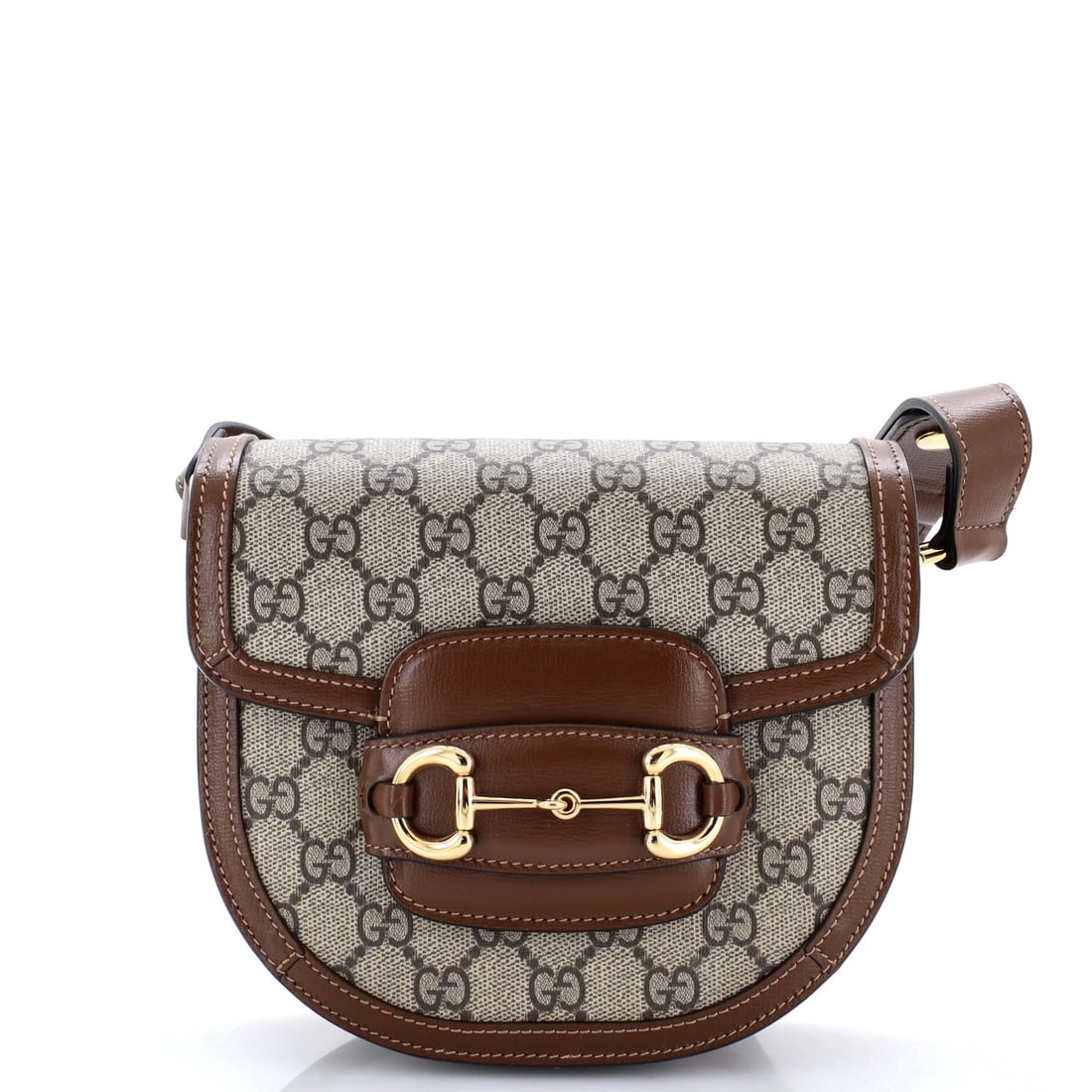 Horsebit Gucci 1955 Rounded Shoulder Bag Coated Canvas Leather Mini GG: Horsebit Gucci 1955 Rounded Shoulder Bag Coated Canvas Leather Mini GG The Horsebit 1955 Rounded Shoulder Bag is a classic Gucci design, featuring a mini size and coated canvas leather exterior in