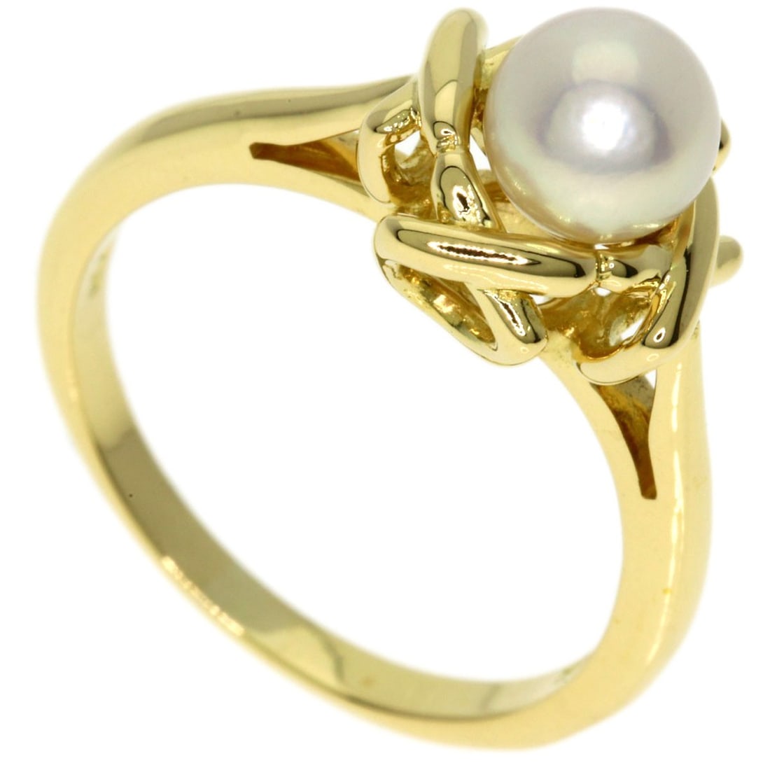 Yellow Gold K18 Pearl Ring Tiffany&Co: Yellow Gold K18 Pearl Ring Tiffany&Co Yellow Gold K18 Pearl Ring by Tiffany&Co. is a beautiful piece featuring K18 yellow gold material, a ring size of 5.25, and no main stone. The ring's gold metal