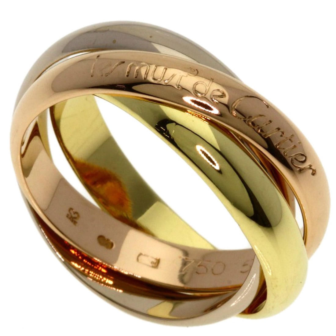 Cartier Trinity #51 Ring K18 Yellow Gold K18 White Gold: Cartier Trinity #51 Ring K18 Yellow Gold K18 White Gold K18 Yellow Gold and White Gold Cartier Trinity Ring, size 5.75, features a unique combination of two precious metals, showcasing the brand's sig