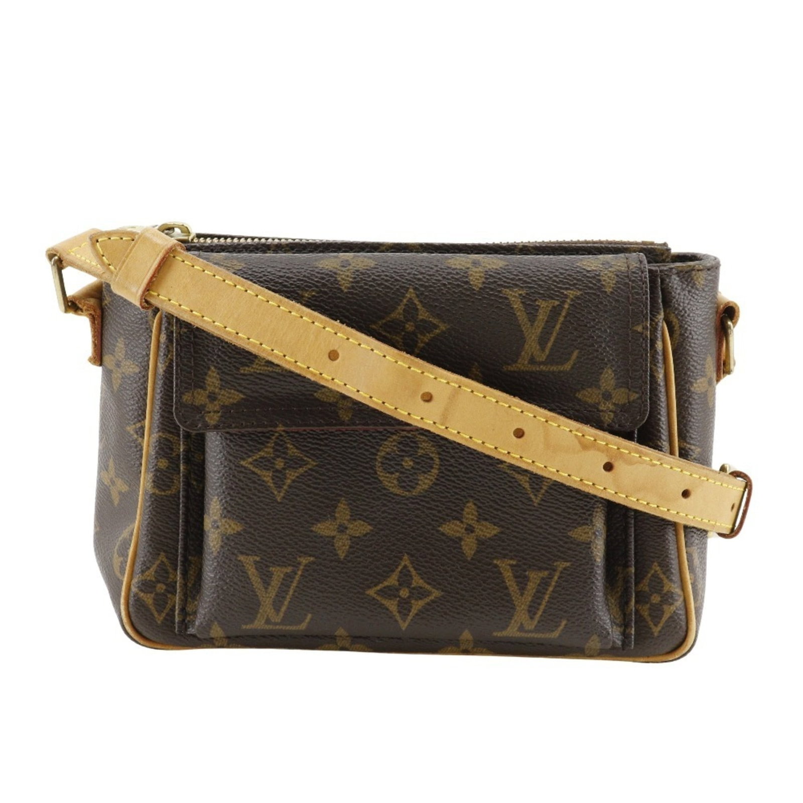 Shoulder Bag Monogram Louis Vuitton: Shoulder Bag Monogram Louis Vuitton Monogrammed with iconic Louis Vuitton style, this brown shoulder bag features a classic M51165 design with a zipper closure and magnet pocket. Made from high-qualit