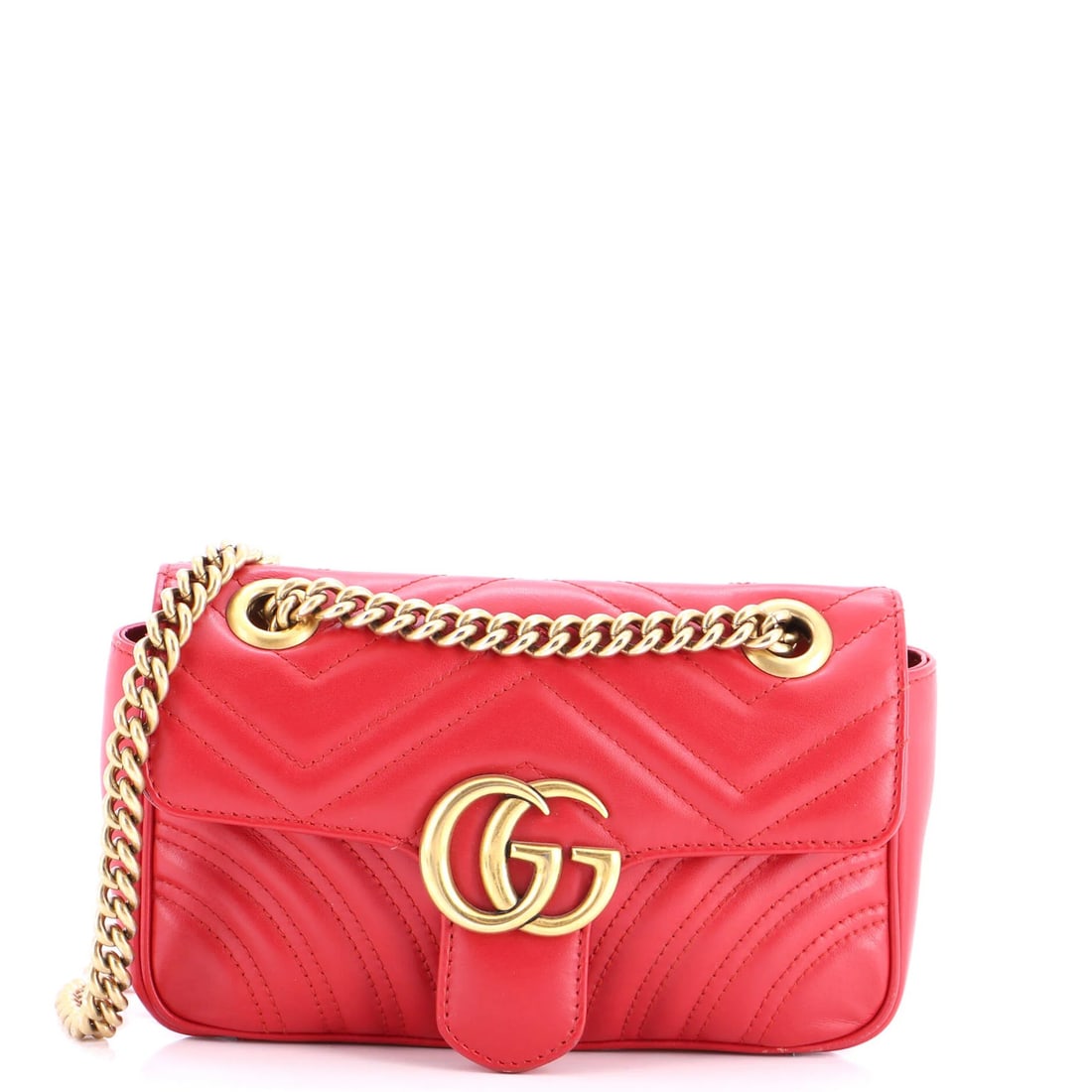 Gucci GG Matelasse Leather Mini Flap Bag Marmont: Gucci GG Matelasse Leather Mini Flap Bag Marmont Gucci's iconic GG Marmont Flap Bag Matelasse Leather Mini is a stylish and compact accessory, measuring 5" in height and 8.5" in width. This vibrant