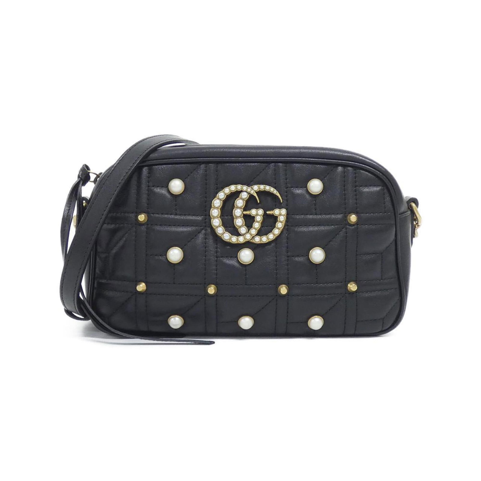 Shoulder Bag Leather: Shoulder Bag Leather The Gucci MPN 447632 Shoulder Bag is a sleek and sophisticated black leather shoulder bag, measuring 15cm x 24cm x 7cm. Its classic design and high-quality leather construction