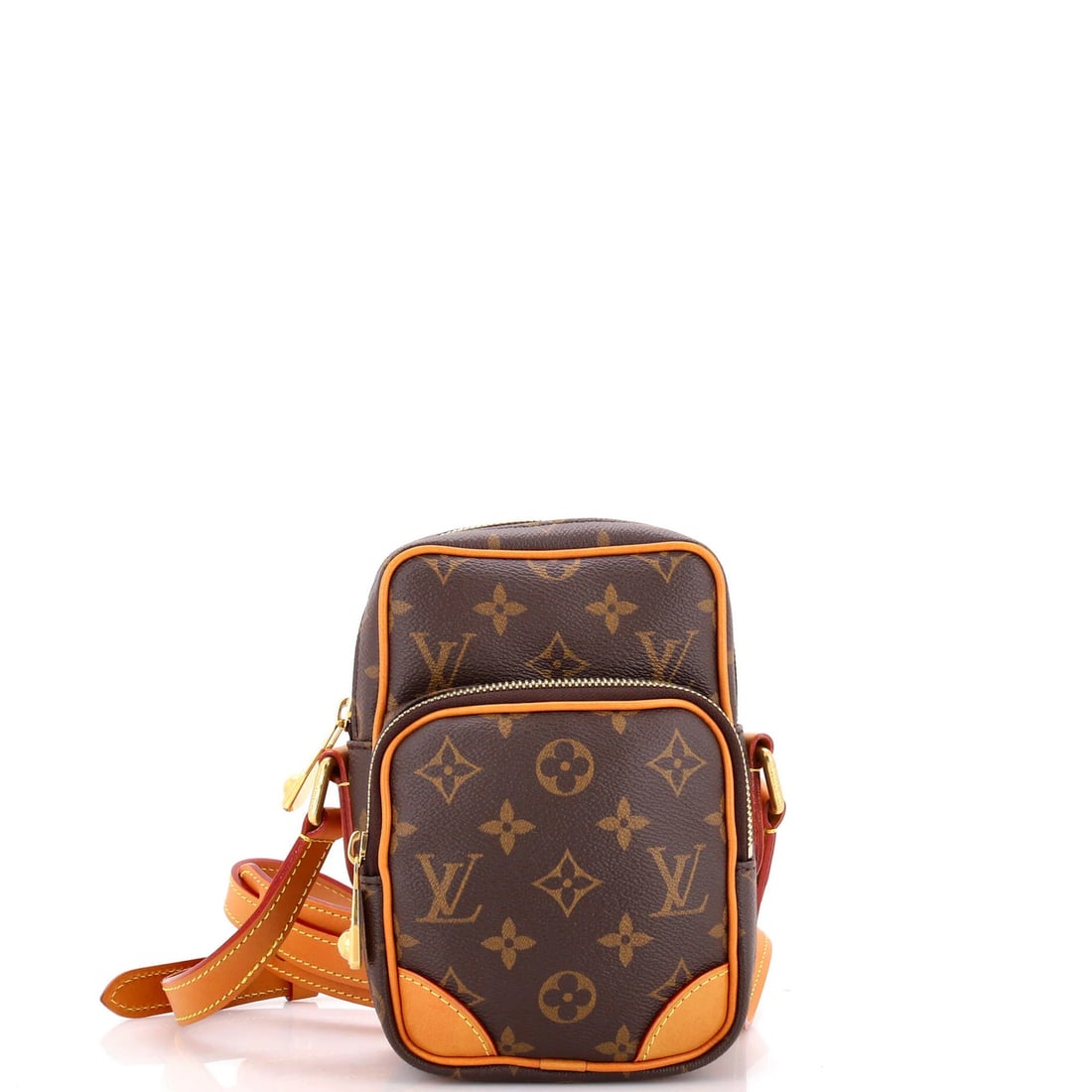 Louis Vuitton Amazone Bag Monogram Archive: Louis Vuitton Amazone Bag Monogram Archive The Louis Vuitton Amazone Bag Monogram Archive is a stunning cross-body bag with a rich, brown canvas exterior and gold hardware. Measuring 7.5" tall and 5"