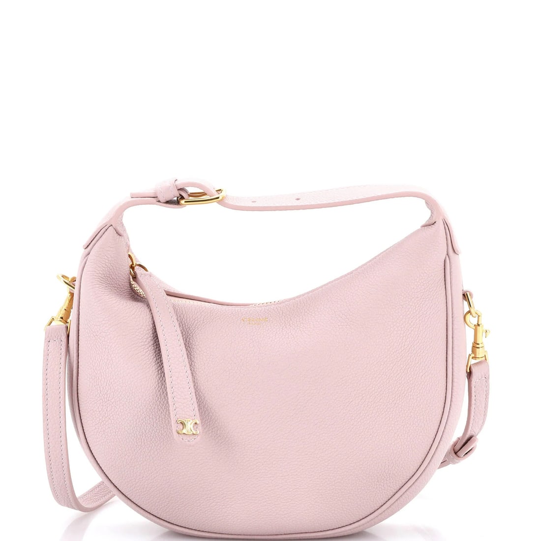 Celine Lulu Bag Leather Teen: Celine Lulu Bag Leather Teen Pink Celine Lulu Bag Leather Teen, featuring a classic hobos style with minor scuffs and creases on the exterior and interior, and gold hardware. The bag measures 8"