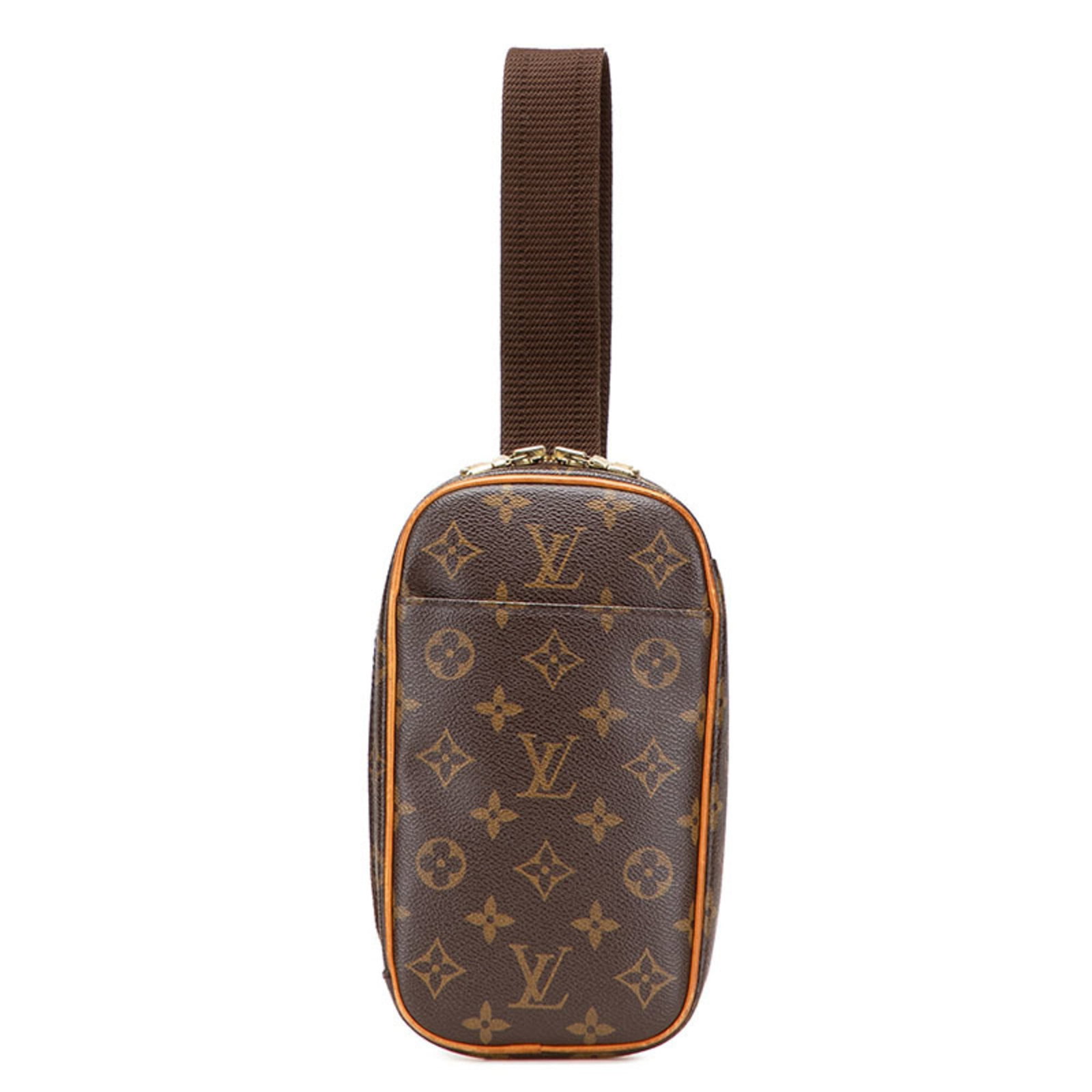 Pvc Leather Louis Vuitton Sling Bag: Pvc Leather Louis Vuitton Sling Bag PVC Leather Louis Vuitton Sling Bag is made from PVC and leather, with a brown color. It features a unique combination of materials and a distinctive design. The