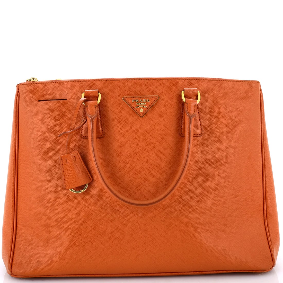 Saffiano Leather Double Tote Lux Prada Large: Saffiano Leather Double Tote Lux Prada Large Saffiano Leather Double Tote Lux Prada Large in vibrant orange, boasting a spacious interior and gold hardware, this stylish tote features a sturdy Saffian