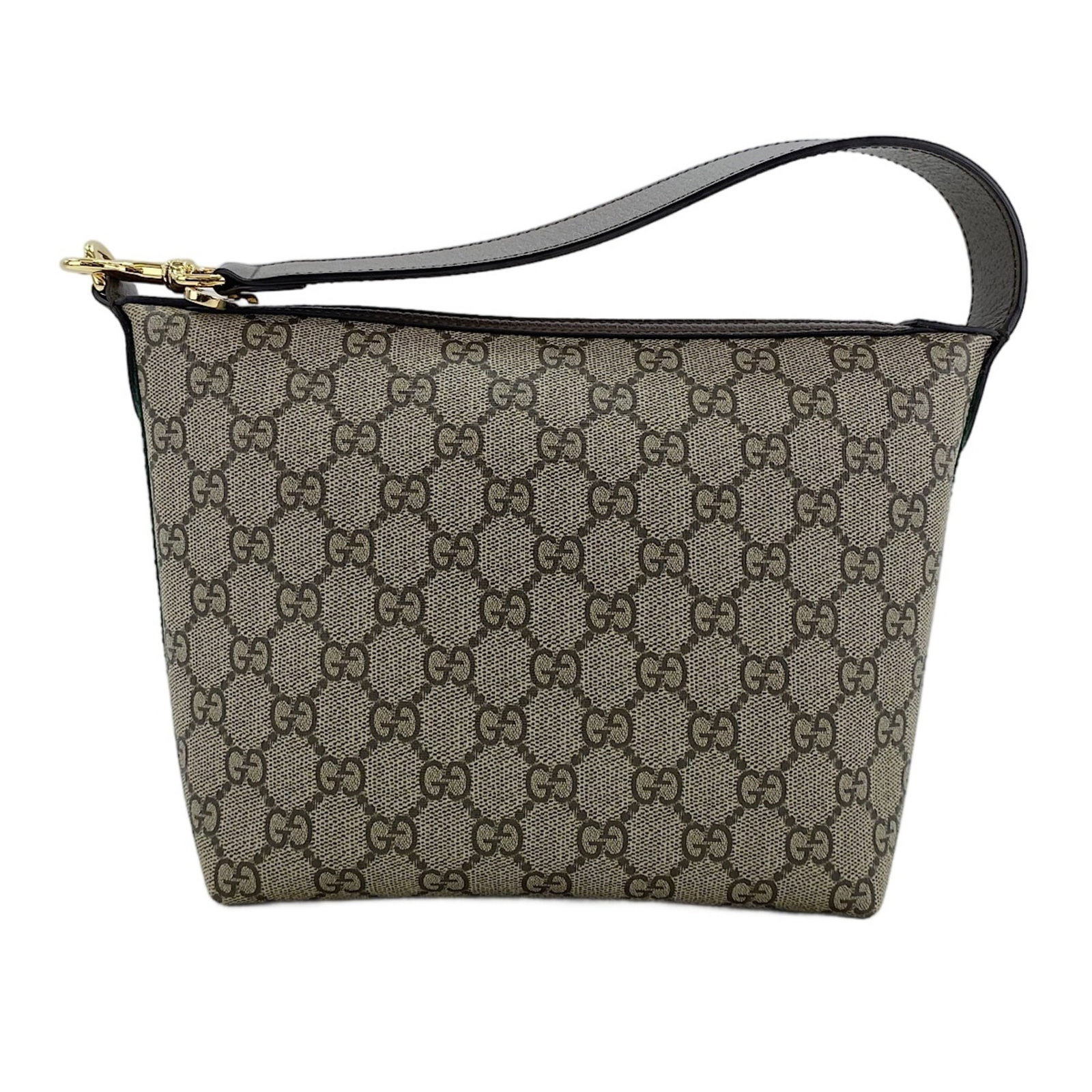 Handbag: Handbag Brown Gucci Handbag, 19cm x 26.5cm x 10cm. This Italian-made handbag features a classic design with a brown color. The bag's dimensions and country of origin are clearly marked on the item. It