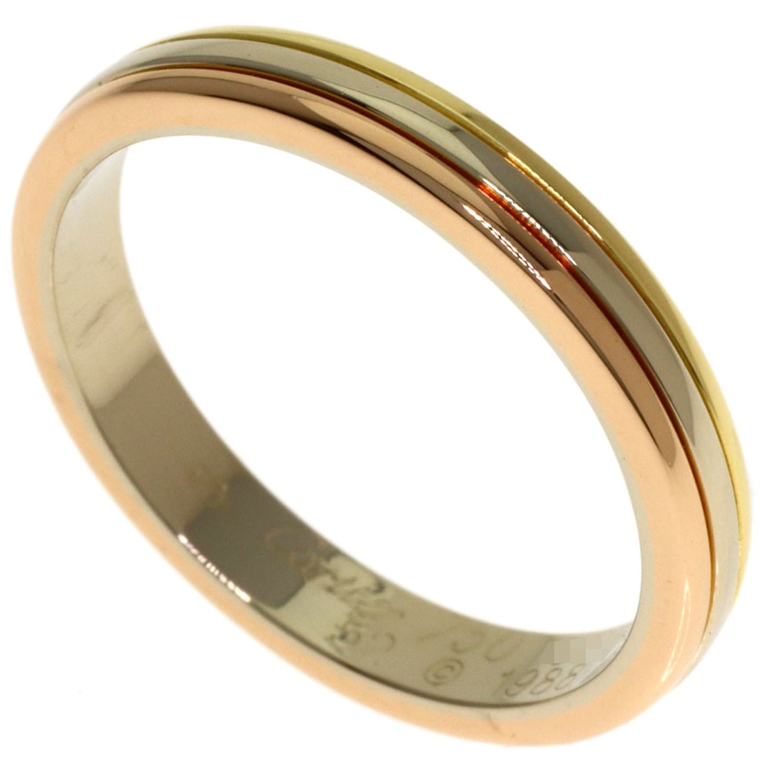K18 Yellow Gold K18 White Gold Three Colors Cartier Ring #52: K18 Yellow Gold K18 White Gold Three Colors Cartier Ring #52 K18 Yellow Gold K18 White Gold Three Colors Cartier Ring #52 is a unique piece featuring K18 gold metal, showcasing a striking three-color 