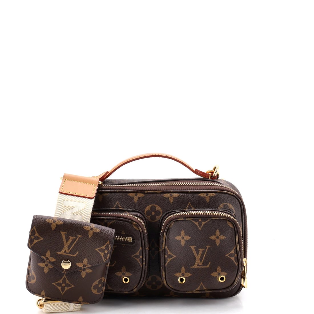 Canvas bag Crossbody Louis Vuitton Monogram Utility: Canvas bag Crossbody Louis Vuitton Monogram Utility Canvas bag Crossbody Louis Vuitton Monogram Utility in brown canvas with gold hardware and interior, featuring a pochette with strap. This