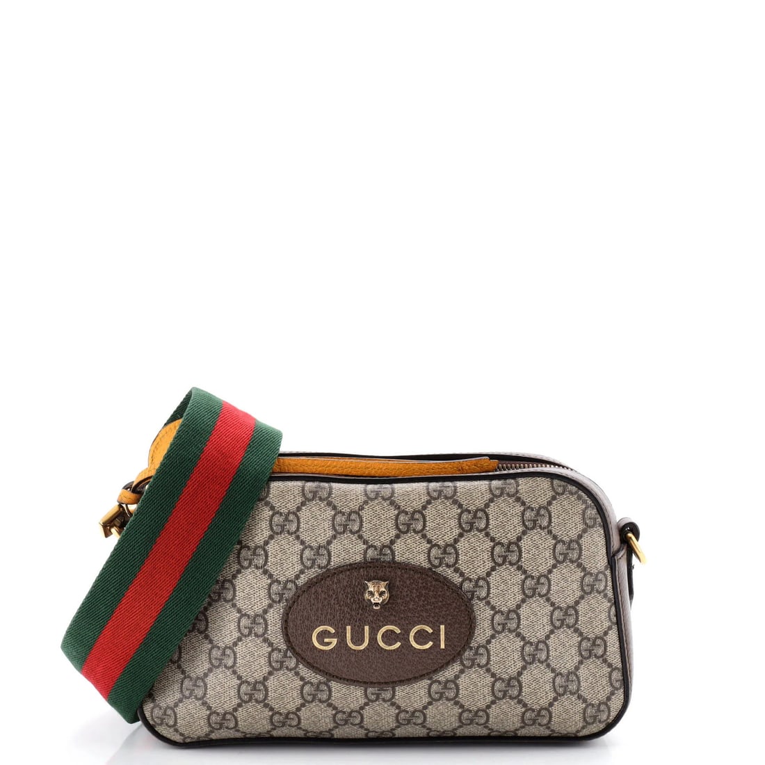 Coated Canvas GG Gucci Messenger Bag Vintage Neo Camera: Coated Canvas GG Gucci Messenger Bag Vintage Neo Camera Brown GG Gucci Neo Camera Messenger Bag with Coated Canvas Exterior and Neutral Interior. This cross-body bag features a unique vintage design w
