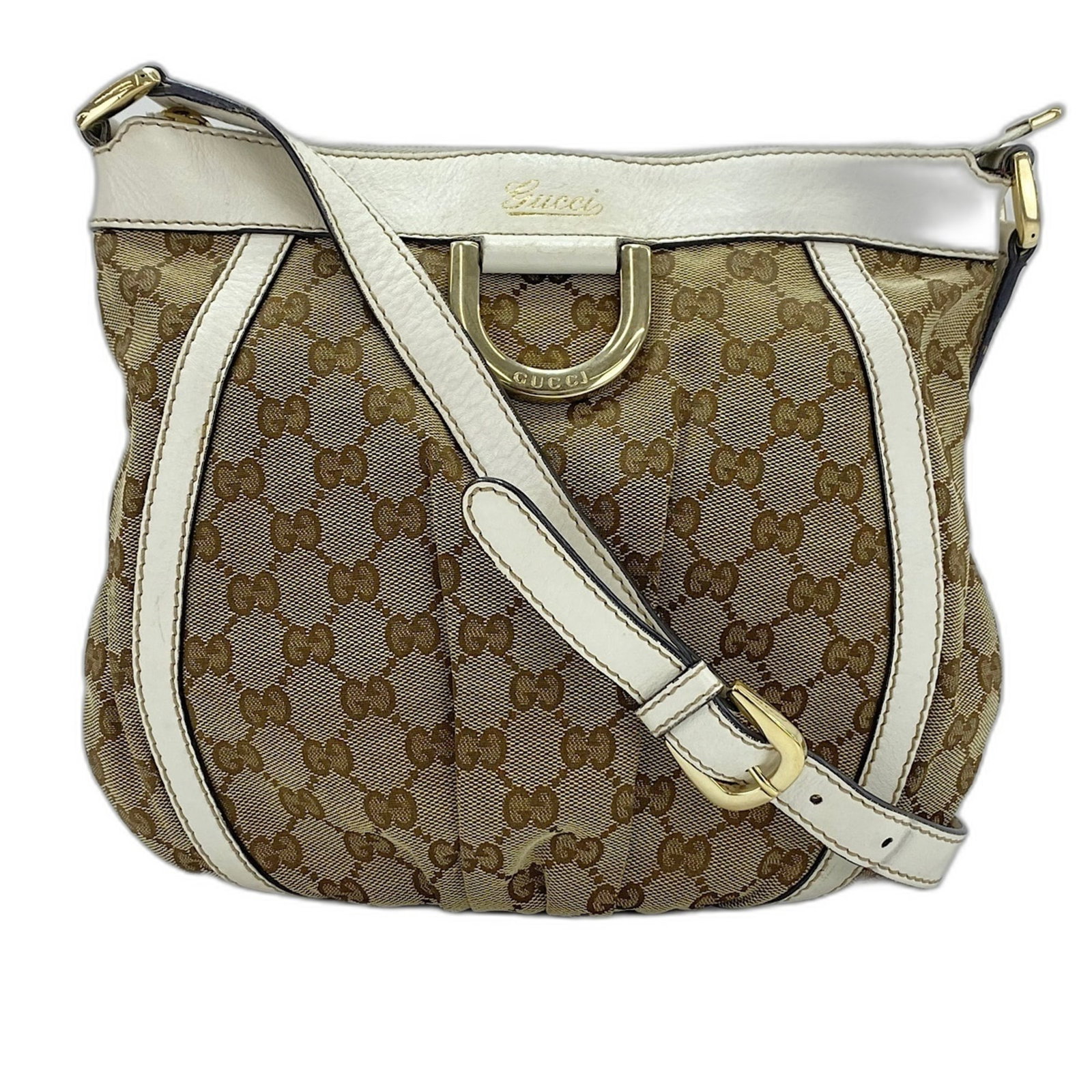 Shoulder Bag: Shoulder Bag Beige Gucci Shoulder Bag. This 25cm x 29cm x 3cm shoulder bag features a classic design with a strap length of 105cm - 110cm. The bag bears a signature, but the serial number on the body