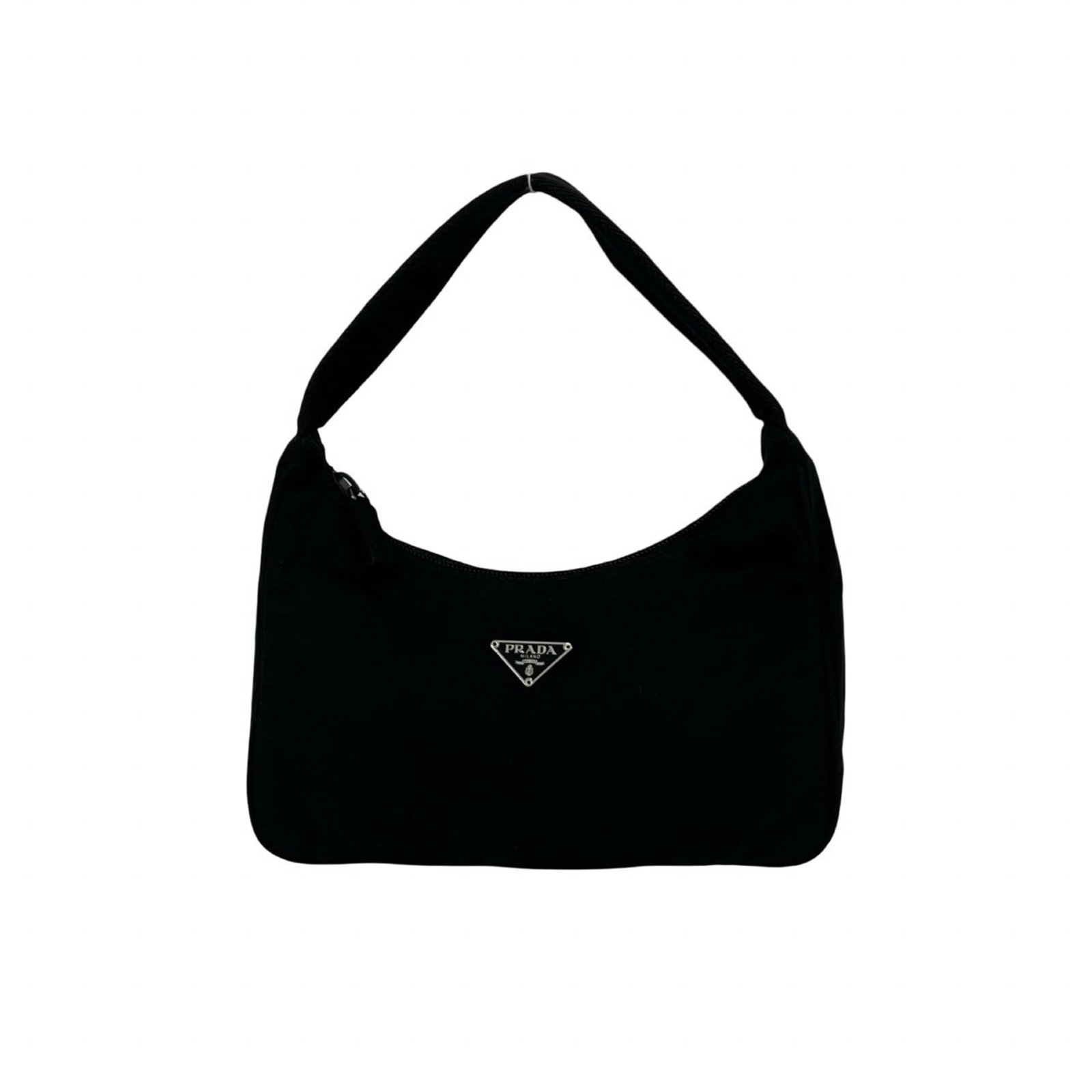 Pouch Nylon Handbag Prada: Pouch Nylon Handbag Prada Prada's Pouch Nylon Handbag boasts a sleek design with a black color that adds a touch of sophistication to any outfit. Made from high-quality nylon, this compact handbag
