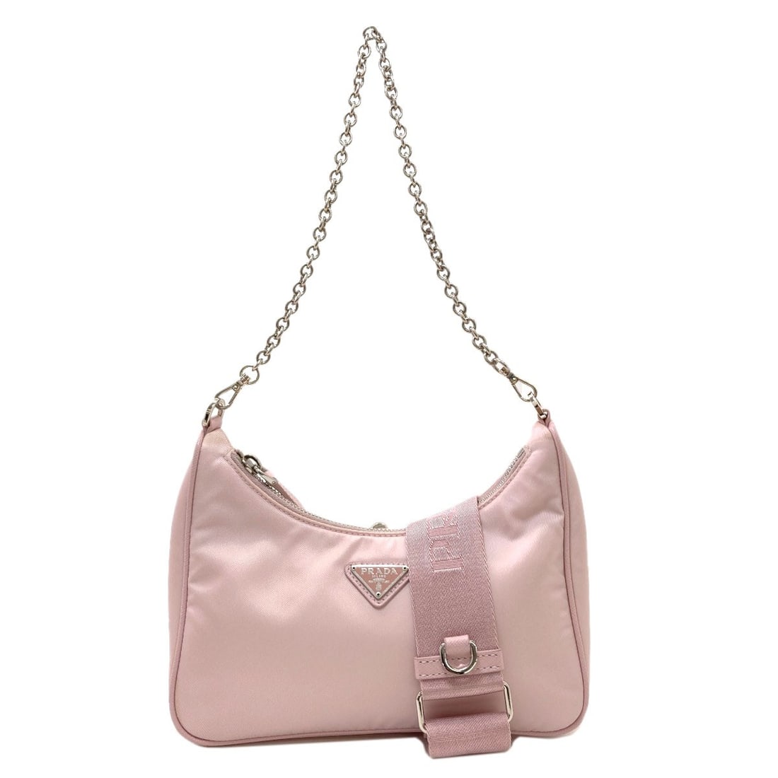 Logo Hardware 2Way Nylon Shoulder Bag Prada: Logo Hardware 2Way Nylon Shoulder Bag Prada Pink 2Way Nylon Shoulder Bag by PRADA. This pink shoulder bag features a 2Way nylon design, making it a stylish and functional accessory. With its bold