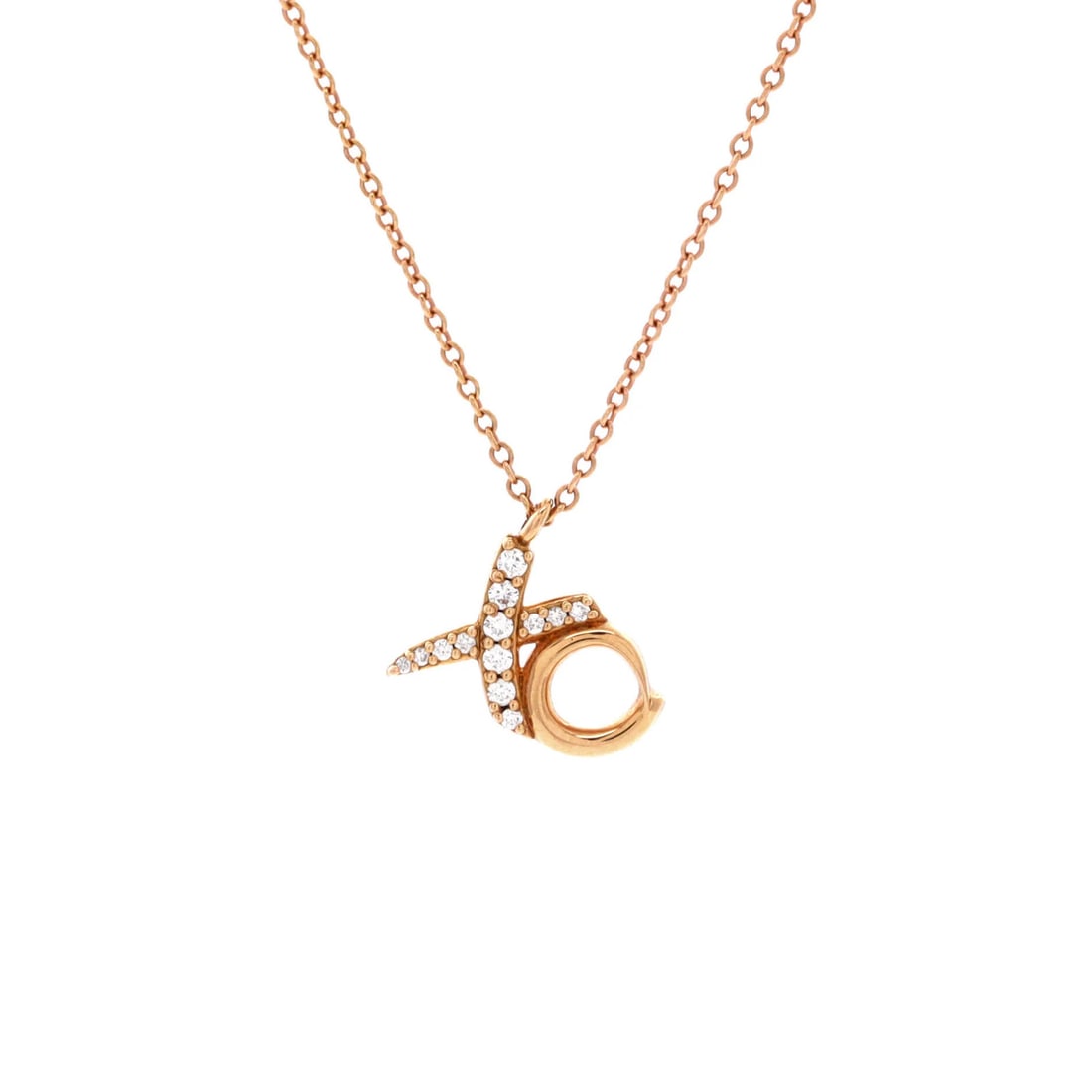 Paloma Picasso XO Pendant Necklace 18K Rose Gold with Diamonds: Paloma Picasso XO Pendant Necklace 18K Rose Gold with Diamonds 18K Rose Gold with Diamonds. The Paloma Picasso XO Pendant Necklace boasts a stunning 18K rose gold setting, adorned with diamonds,