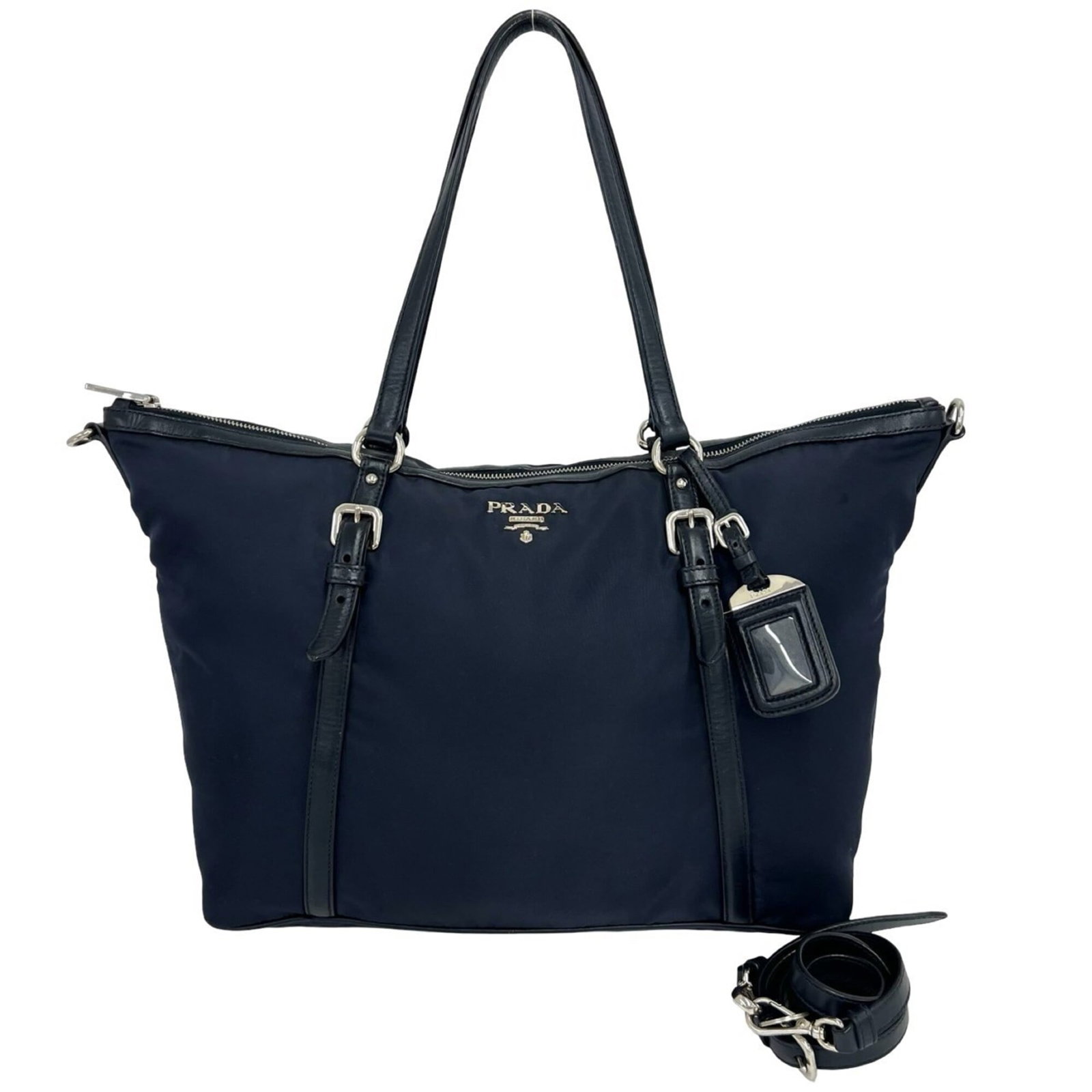 Boston Bag Nylon Leather Tote Shoulder Prada: Boston Bag Nylon Leather Tote Shoulder Prada Boston Bag Nylon Leather Tote Shoulder Prada - A stylish and versatile shoulder tote made from a combination of nylon and leather, featuring a classic