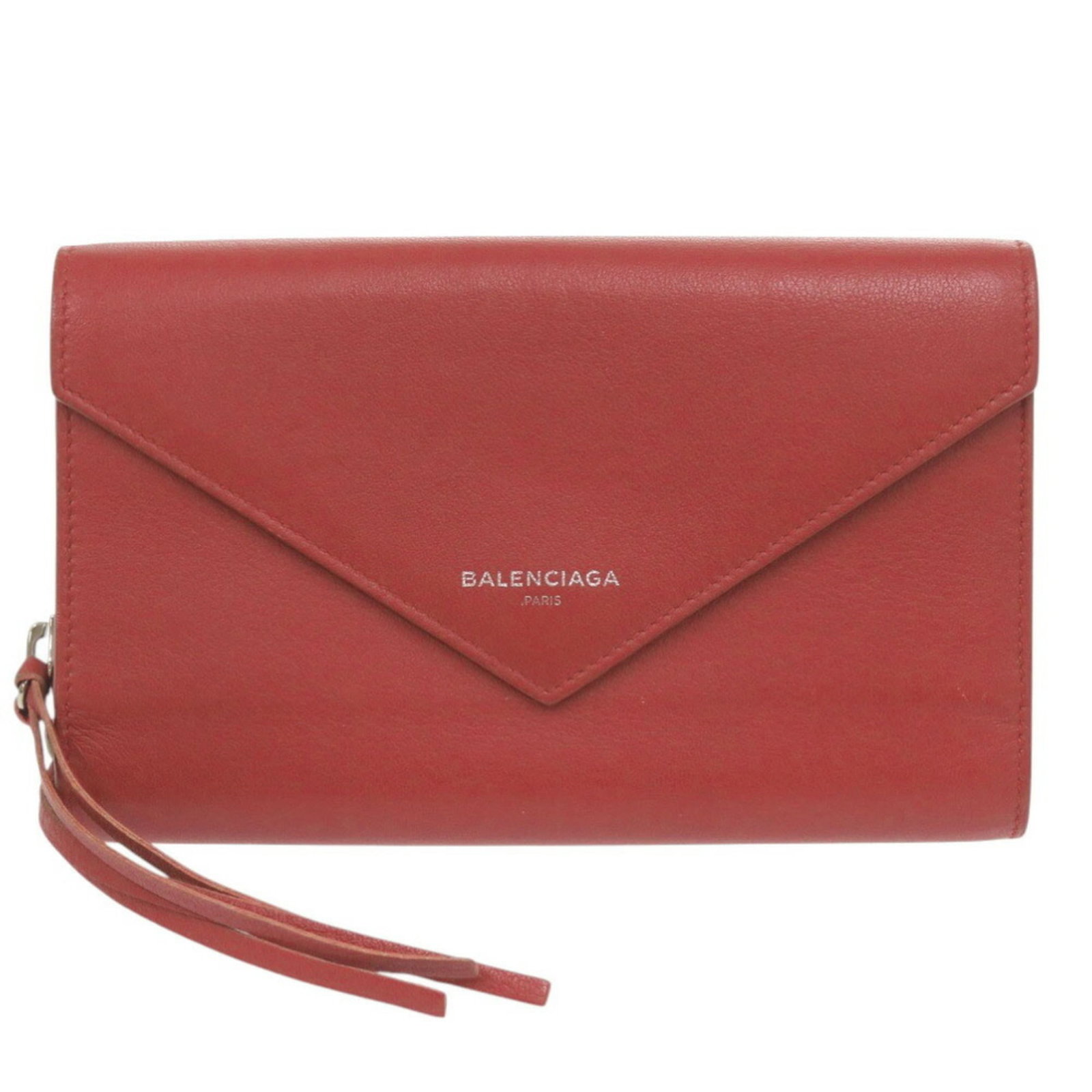 Long Wallet Leather Bi Fold Balenciaga: Long Wallet Leather Bi Fold Balenciaga Long wallet from Balenciaga, made from high-quality leather, features a bi-fold design and a bold red color. Measuring 12cm x 19cm x 3.5cm, this stylish