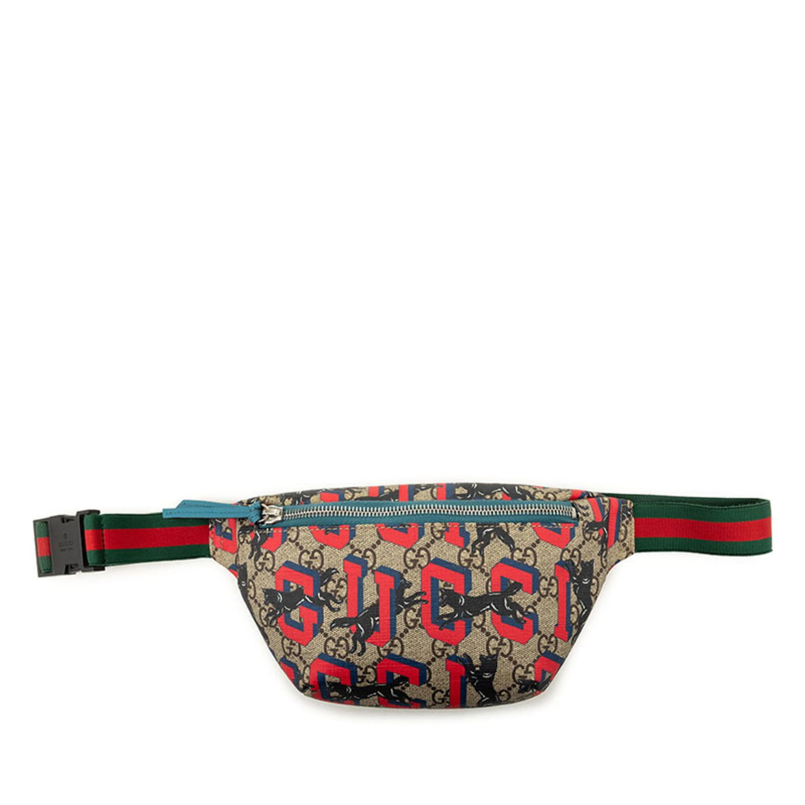 Pvc Gucci Fanny Pack: Pvc Gucci Fanny Pack PVC Gucci Fanny Pack - A statement accessory from the Sherry Line, this beige and red fanny pack features a sleek PVC design with a zipper closure. Measuring 13cm x 26cm x 3cm,