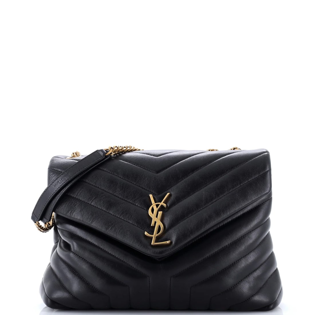 Loulou Medium Leather Bag Matelasse Chevron Shoulder Saint Laurent: Loulou Medium Leather Bag Matelasse Chevron Shoulder Saint Laurent The Saint Laurent Loulou Medium Leather Bag features a striking matelasse chevron design in black leather, with a classic shoulder