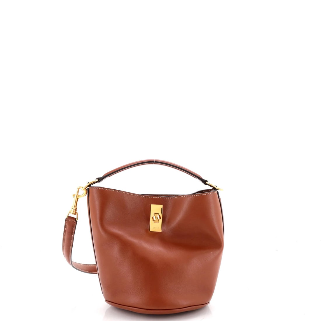 Celine Bucket 16 Bag Leather Teen: Celine Bucket 16 Bag Leather Teen The Celine Bucket 16 Bag Leather Teen is a stylish and versatile handbag featuring a rich brown leather exterior with gold hardware. With its classic bucket shape