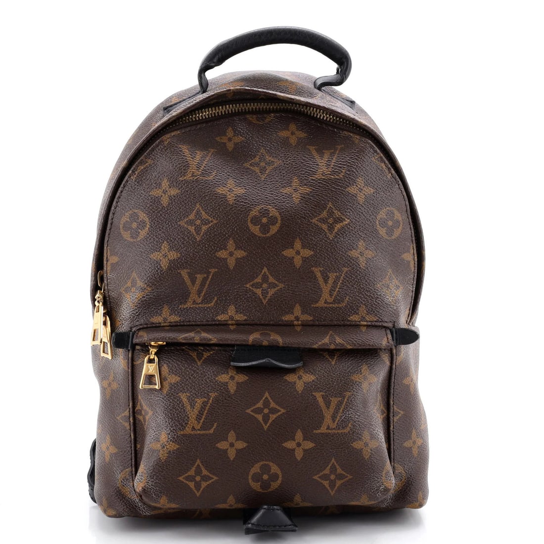 Palm Springs Monogram Canvas Louis Vuitton Backpack: Palm Springs Monogram Canvas Louis Vuitton Backpack Brown Palm Springs Monogram Canvas Louis Vuitton Backpack with scuffs, creases, and edge wear on the exterior, and scuffs, creases, cracking, and