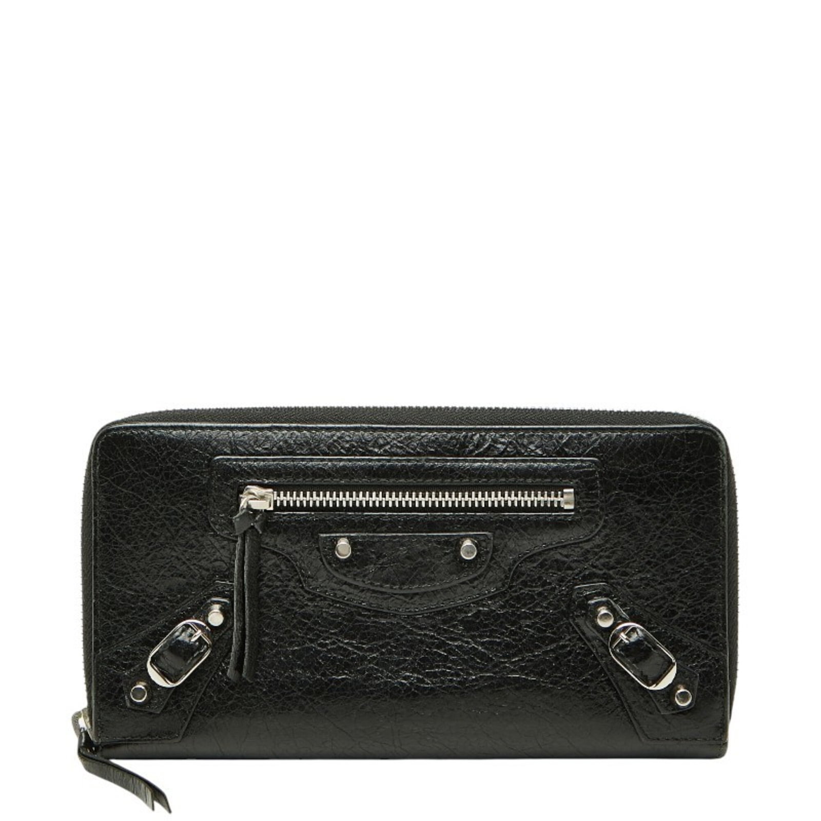 Long Wallet Leather Bi Fold Balenciaga: Long Wallet Leather Bi Fold Balenciaga Black leather bi-fold wallet from Balenciaga, measuring 10cm x 18.5cm x 2cm. This long wallet features high-quality leather construction and a classic design. A