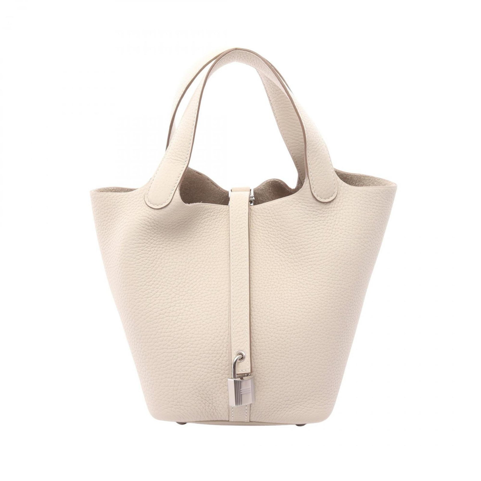 Clemence Leather Handbag Taurillon Hermes: Clemence Leather Handbag Taurillon Hermes Taurillon clemence leather handbag in white, a classic design with clean lines and a timeless aesthetic. Measuring 18.5cm x 19cm x 13.5cm, this bag is a compa