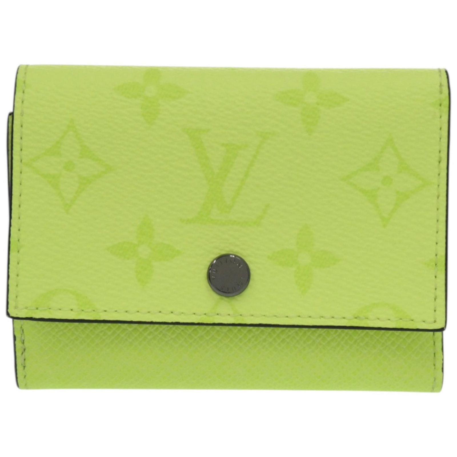 Louis Vuitton Wallet (Tri-Fold) Monogram: Louis Vuitton Wallet (Tri-Fold) Monogram The Louis Vuitton Wallet (Tri-Fold) Monogram is a sleek and sophisticated accessory, featuring the iconic monogram pattern in black and fluorescent yellow