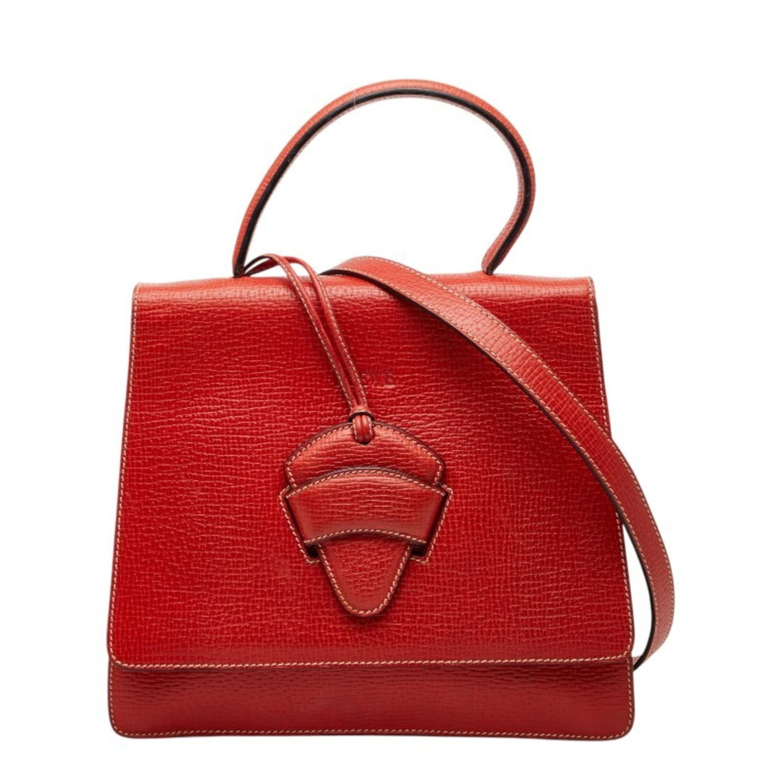 Shoulder Bag Leather Loewe Handbag: Shoulder Bag Leather Loewe Handbag Red leather shoulder bag from Loewe, featuring a 24cm x 27.5cm x 7cm size and a bold, eye-catching color. This stylish handbag is made from high-quality leather and