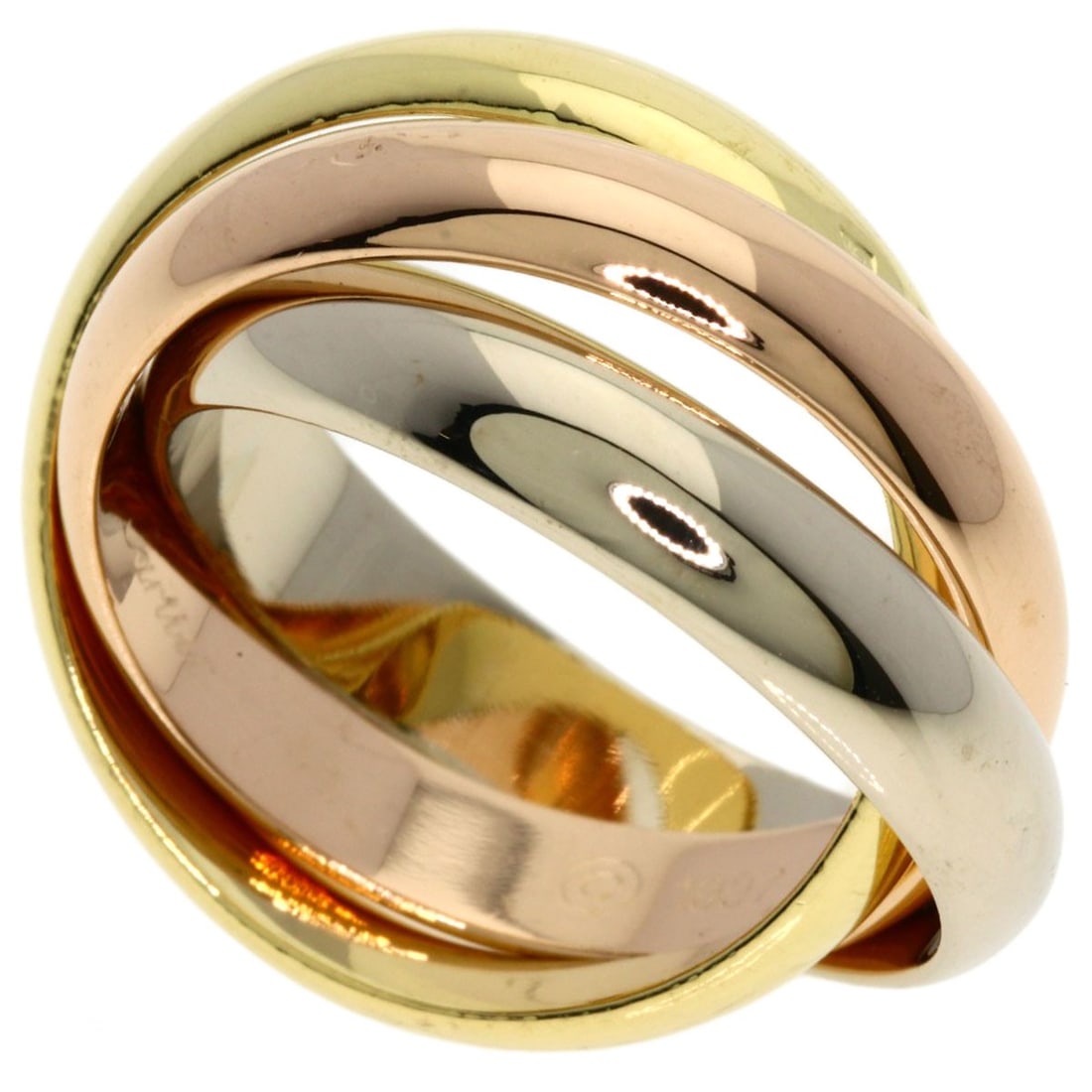 Mm Cartier Ring Gold Yellow 48 Trinity K18 Pink 18K: Mm Cartier Ring Gold Yellow 48 Trinity K18 Pink 18K Cartier's signature style shines in this elegant 18K yellow gold ring, featuring a K18 pink gold band that adds a touch of warmth to the classic