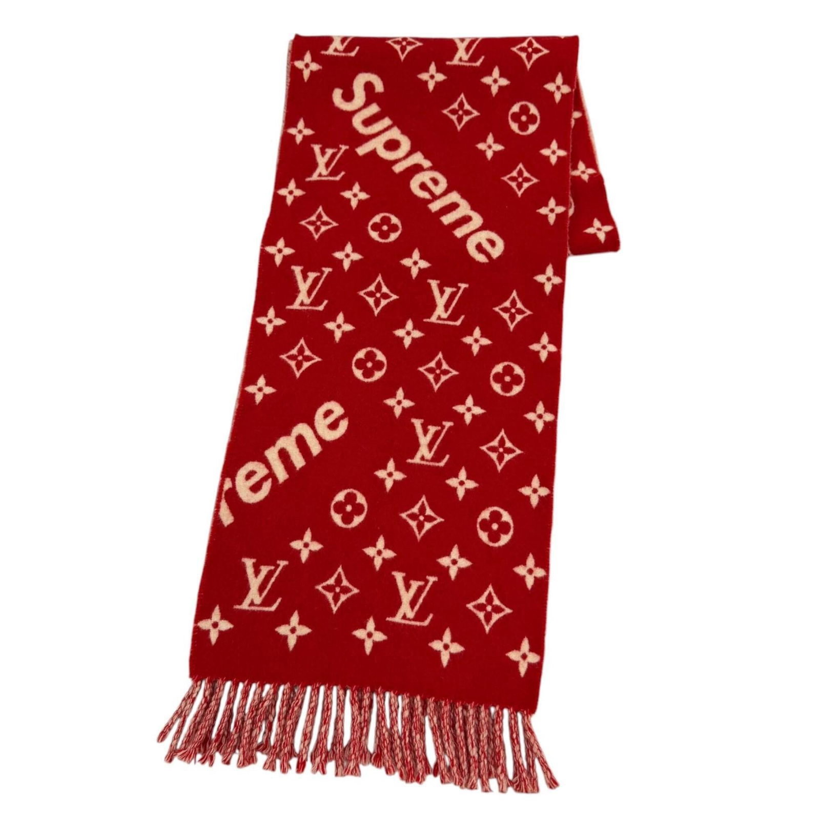 Cashmere Stole Wool Louis Vuitton: Cashmere Stole Wool Louis Vuitton Red cashmere stole from Louis Vuitton, made from a luxurious blend of wool and cashmere, measures 1.68m x 27cm. This iconic piece boasts the signature MP1890