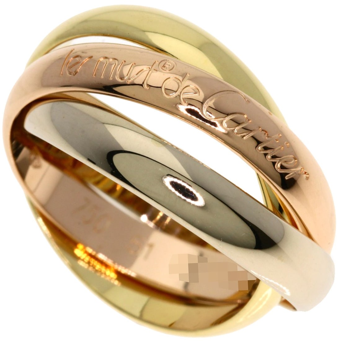 Cartier Trinity #51 Ring K18 Yellow Gold 18K Pink Gold: Cartier Trinity #51 Ring K18 Yellow Gold 18K Pink Gold Cartier Trinity #51 Ring in K18 Yellow Gold features a unique design with a signature. This 18K pink gold piece is a standalone ring with no