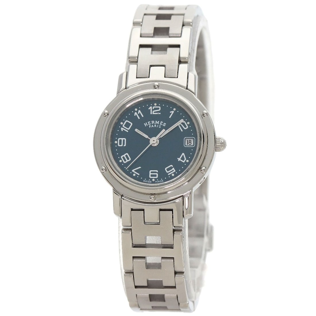 Hermes Clipper Watches Cl4.210 Stainless Steel/ Stainless Steel: Hermes Clipper Watches Cl4.210 Stainless Steel/ Stainless Steel Silver stainless steel case, 24mm in size, with a blue dial and silver bezel, this Hermes Clipper Watches features an analog display and