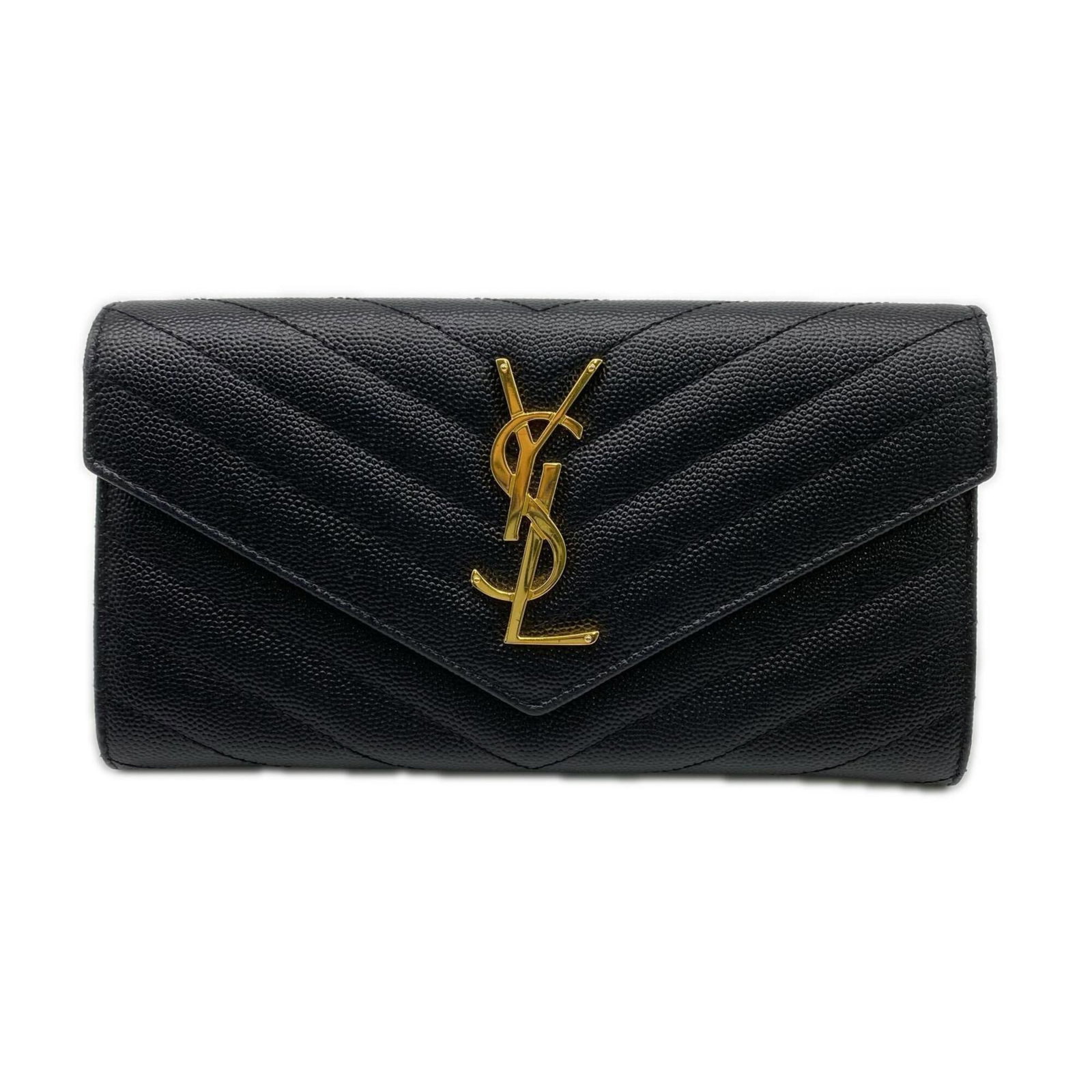 Saint Laurent Long Wallet Leather Bi Fold: Saint Laurent Long Wallet Leather Bi Fold Saint Laurent Long Wallet Leather Bi Fold features a classic design with a black calfskin leather exterior, a flap closure, and a spacious interior. The