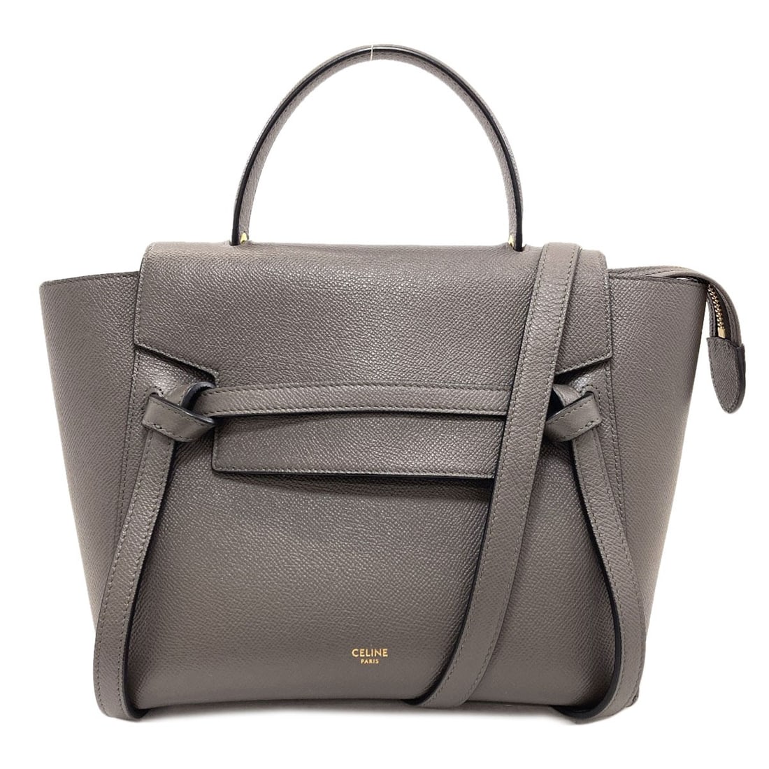 Calf Micro Belt Bag Handbag 2Way: Calf Micro Belt Bag Handbag 2Way Calf Micro Belt Bag Handbag 2Way is a stylish gray handbag made from high-quality calf material. Its sleek design and 2-way functionality make it a versatile accessory