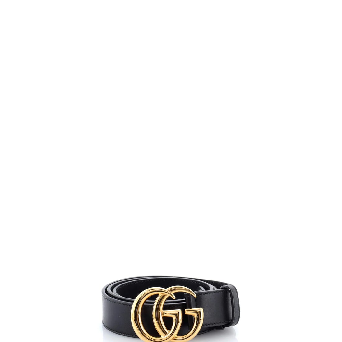 Gucci GG Marmont Belt Leather Medium: Gucci GG Marmont Belt Leather Medium Black leather GG Marmont belt with gold hardware, measuring 34" in length and 1.25" in width, featuring a medium size and a classic design. The belt has a minor