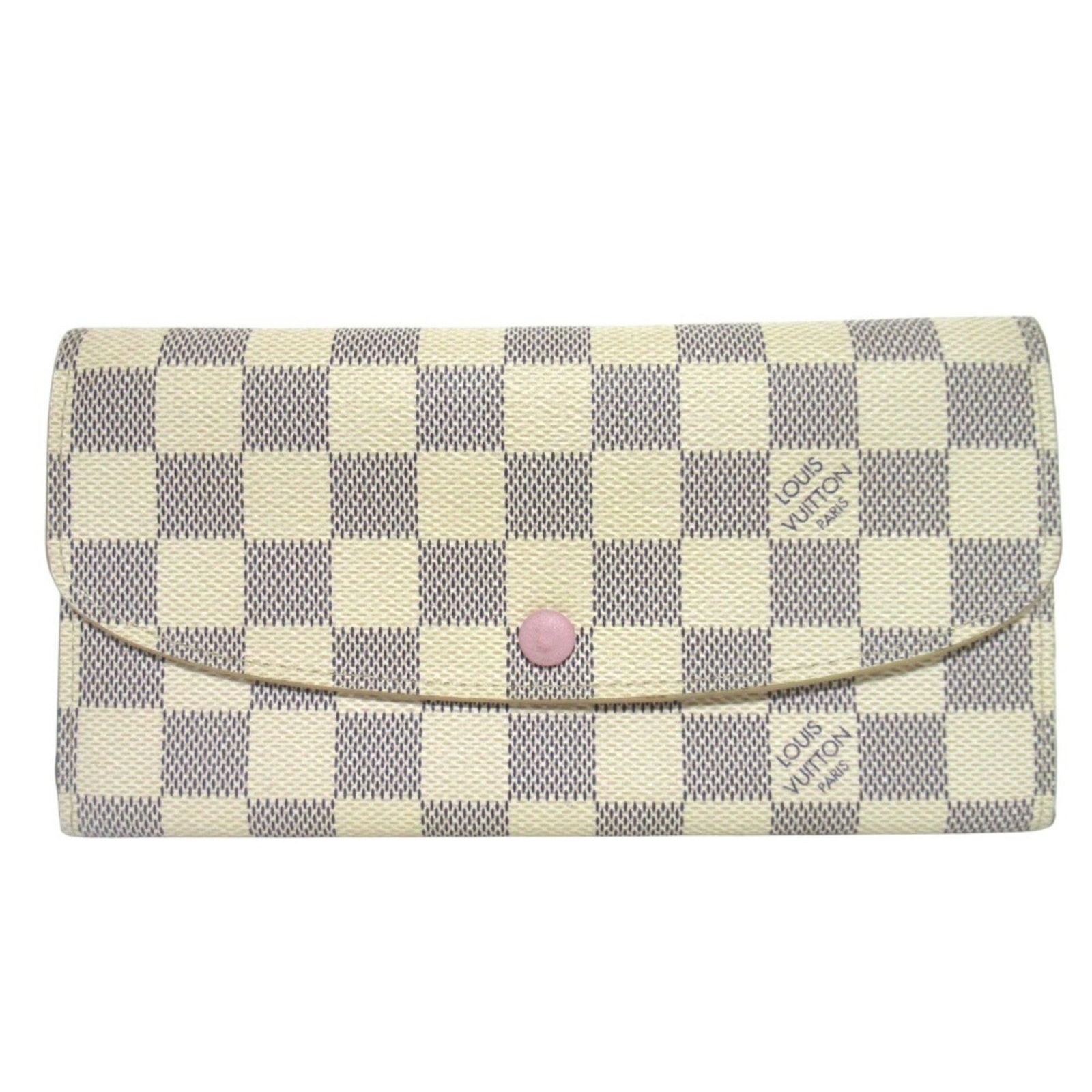 Damier Azur Louis Vuitton Long Wallet Bi Fold: Damier Azur Louis Vuitton Long Wallet Bi Fold Damier Azur Louis Vuitton Long Wallet Bi Fold features the iconic Damier Azur pattern in a classic bi-fold design, with a sleek ivory, navy, and rose