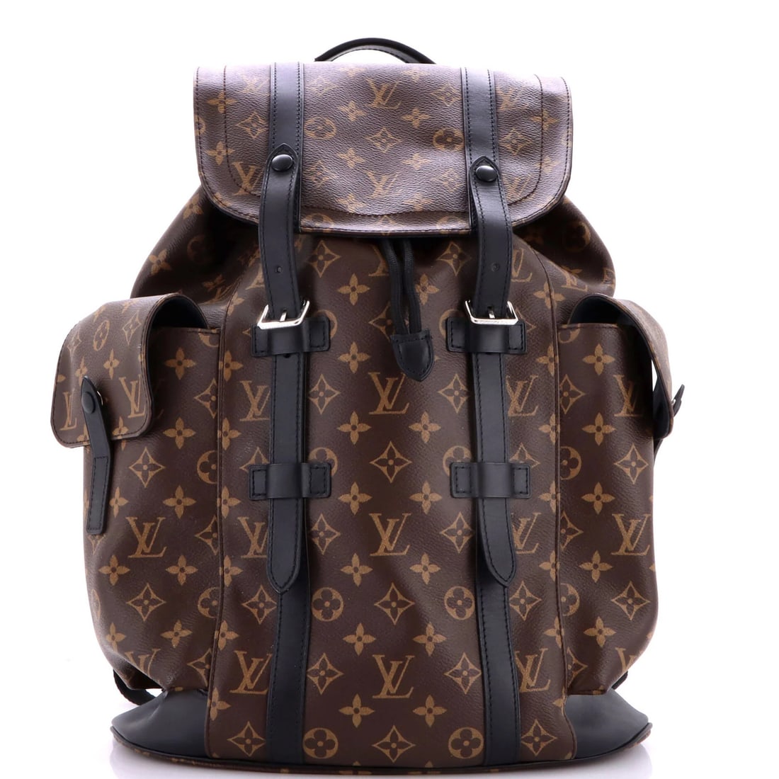 Macassar Monogram Canvas Christopher Louis Vuitton MM Backpack: Macassar Monogram Canvas Christopher Louis Vuitton MM Backpack Brown Christopher Louis Vuitton MM Backpack with Macassar Monogram Canvas Exterior, minor creases and edge wear. The backpack features a