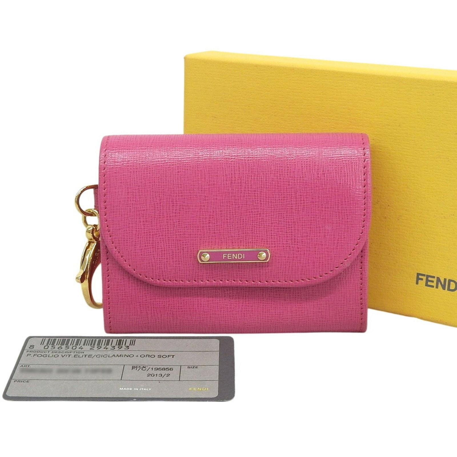 Fendi Wallet (Bi-Fold) Leather: Fendi Wallet (Bi-Fold) Leather Pink Fendi bi-fold leather wallet with a compact size of 8cm x 11cm x 3cm. This stylish wallet features high-quality leather material and a classic design. The pink