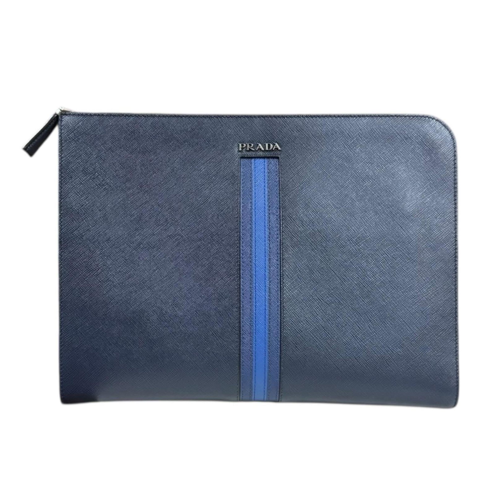 Clutch Bag Leather Prada: Clutch Bag Leather Prada Blue or Navy Prada leather clutch bag with dimensions 24cm x 32.5cm x 3cm. Made from high-quality leather, this clutch bag is a stylish accessory for formal events. The bag's